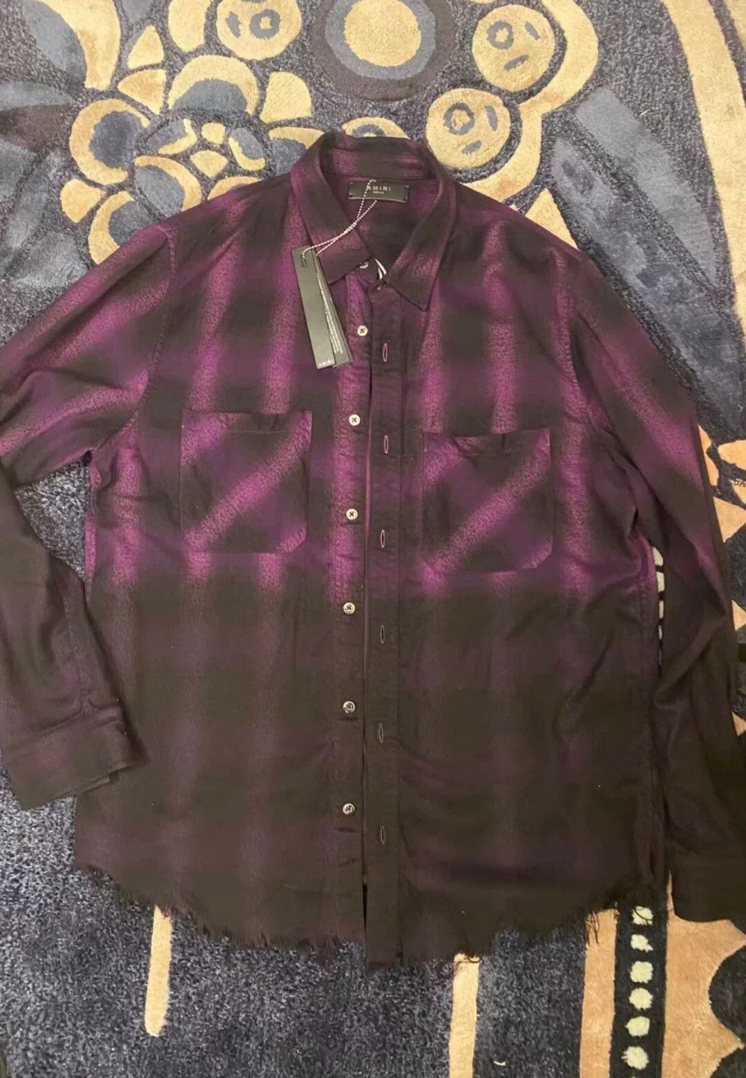 amiri classic graphic shirt in black purple