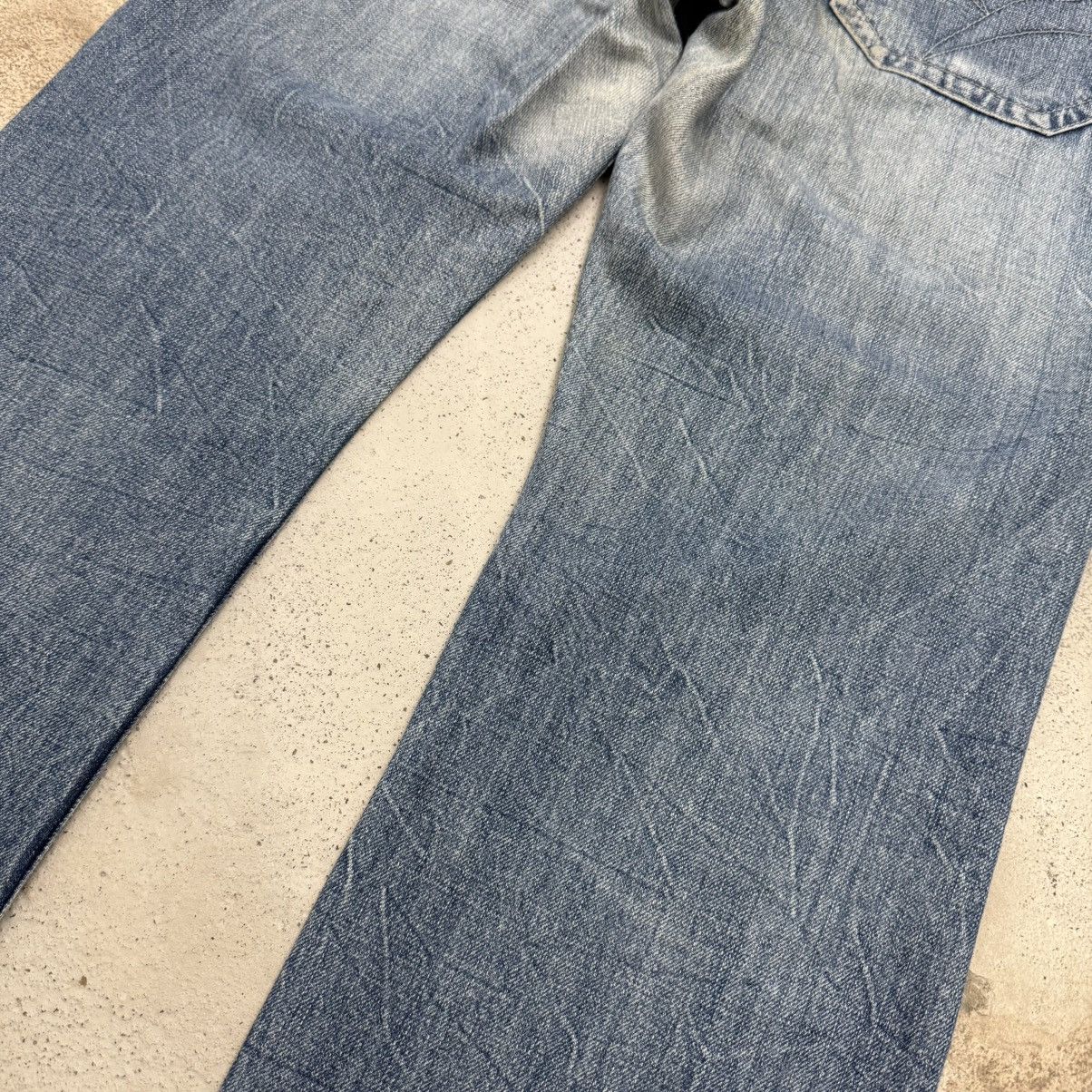 Japanese Brand Vintage Y2K Buckle Back Lightning i6w9 wash Denim Pants Size US 35 - 12 Thumbnail