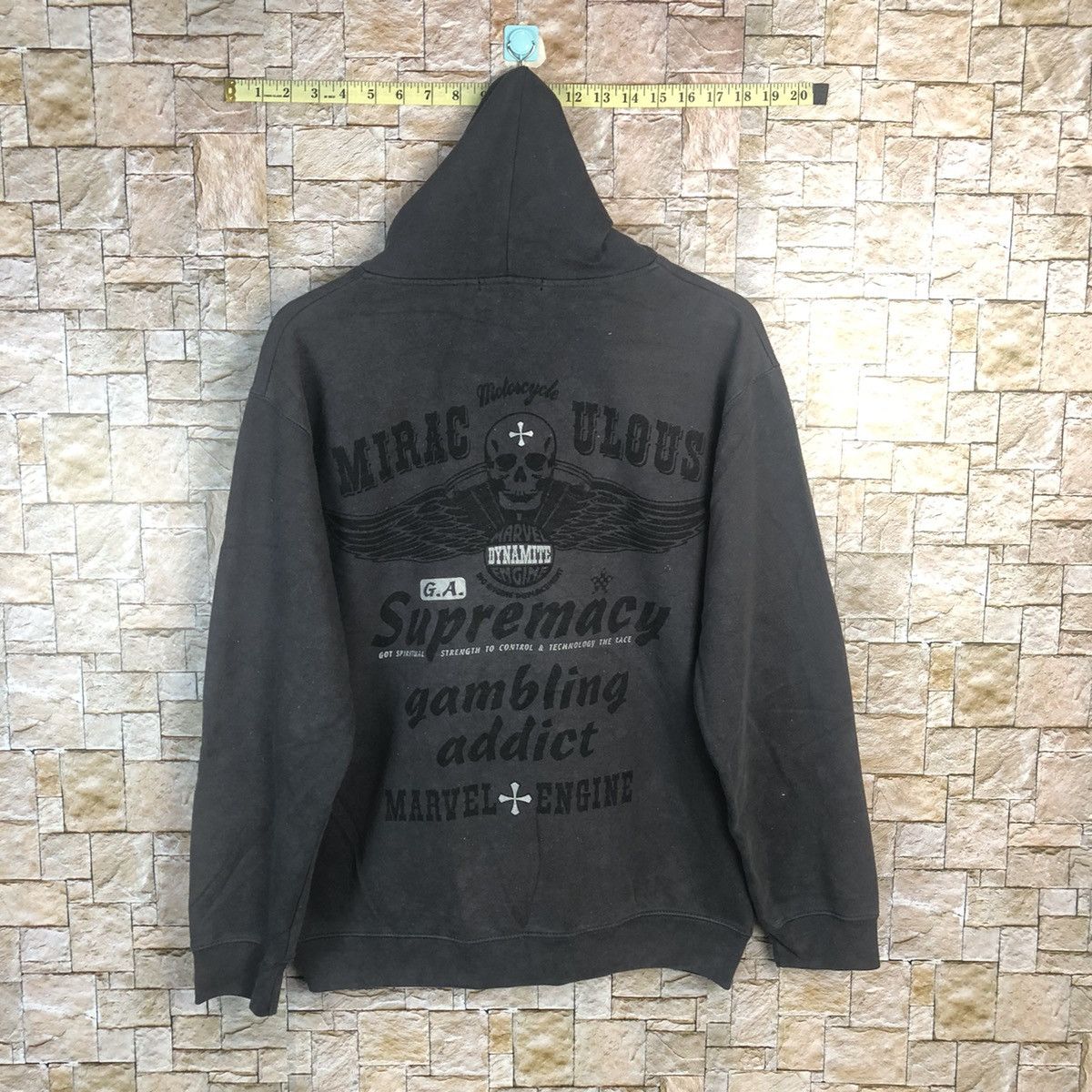Bullet Noise Bullet Noise Mirac Motorcycle skull Ulous Grey Hoodie #A34 Size US L / EU 52-54 / 3 - 13 Thumbnail