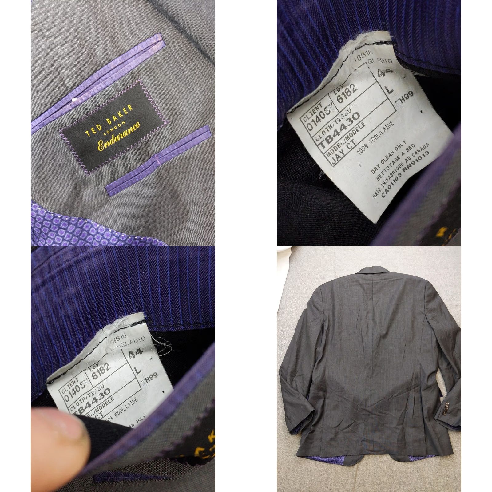 Ted Baker Ted Baker Blazer Mens 44L Gray Wool Endurance Suit Jacket Lined Canada Classic Size 44R - 8 Thumbnail
