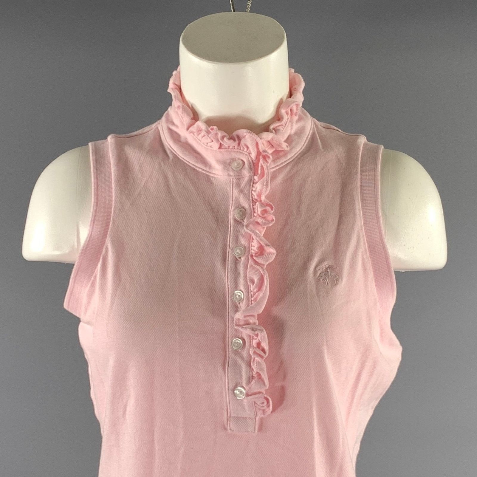 Brooks Brothers BROOKS BROTHERS Size M Pink Cotton Blend Polo Casual Top Size M / US 6-8 / IT 42-44 - 2 Thumbnail