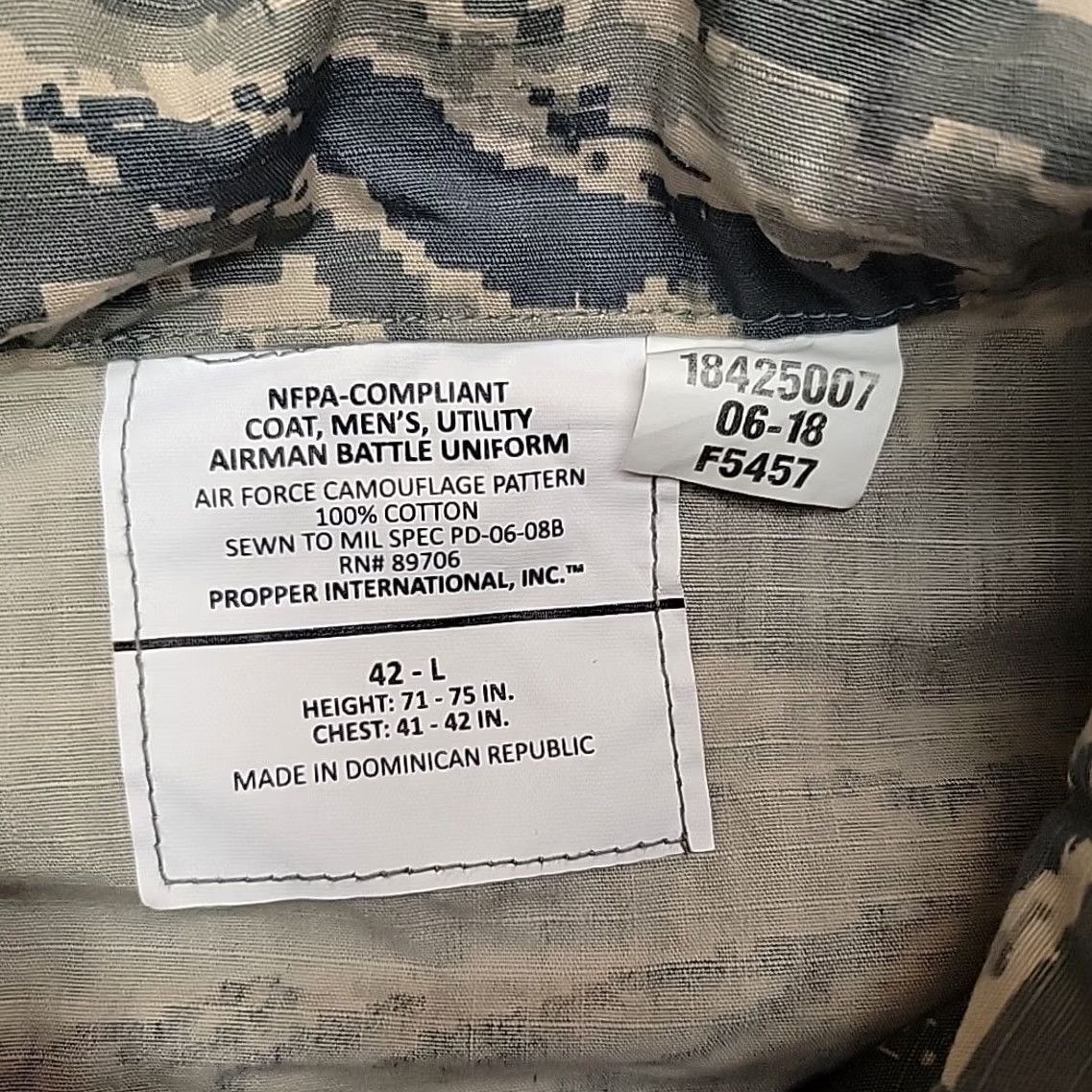 Propper VINTAGE US Air Force ABU Camo Jacket Mens 42L Tiger Stripe Digital Military Coat BDU Size US XS / EU 42 / 0 - 3 Thumbnail