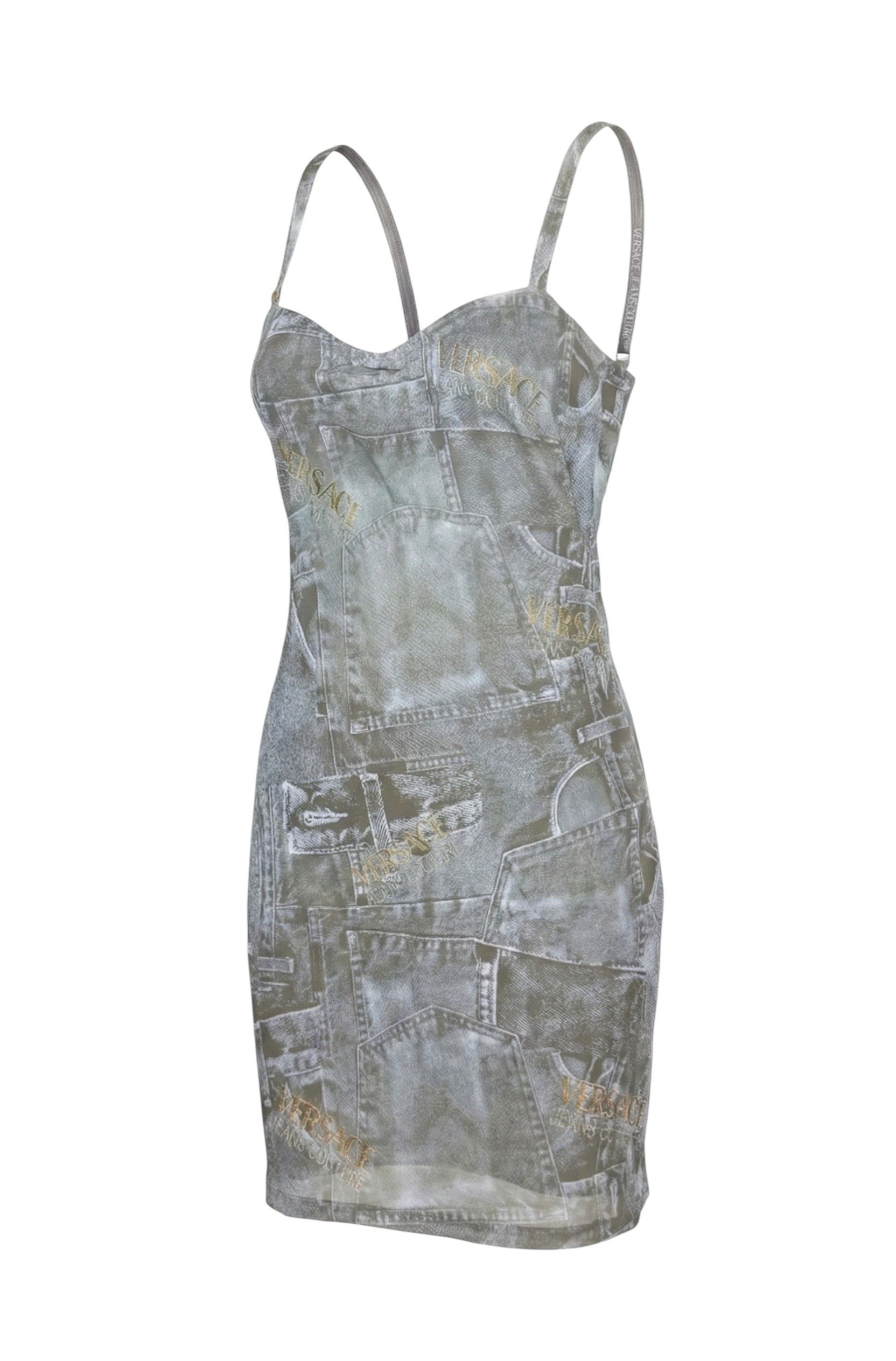 Versace ICONIC VERSACE DRESS PRINTED "DENIM" Size S / US 4 / IT 40 - 2 Thumbnail