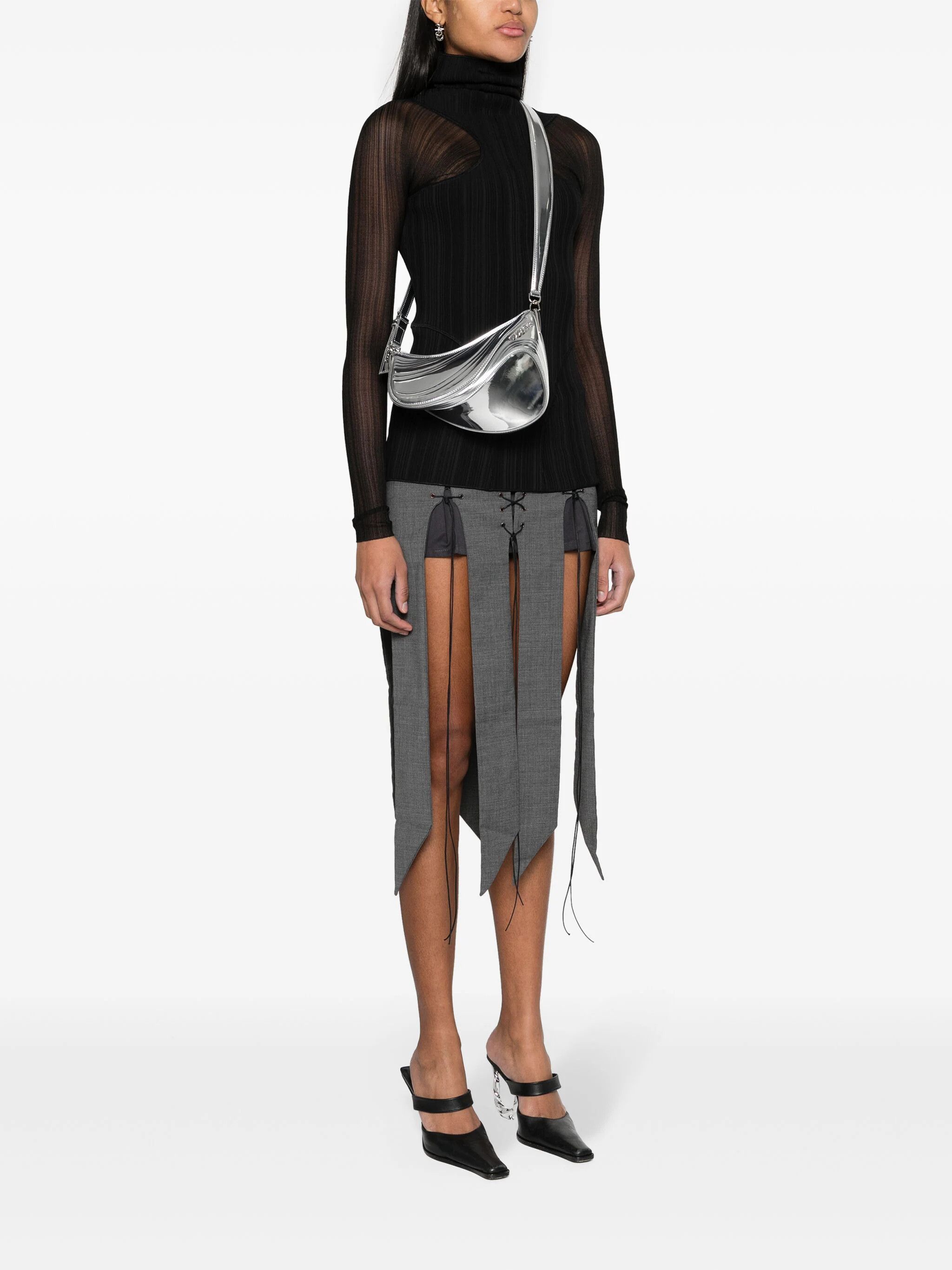 Mugler o1s22i1n1024 Size: OS / Small Spiral Curve 01 Bag in Silver Size ONE SIZE - 2 Thumbnail