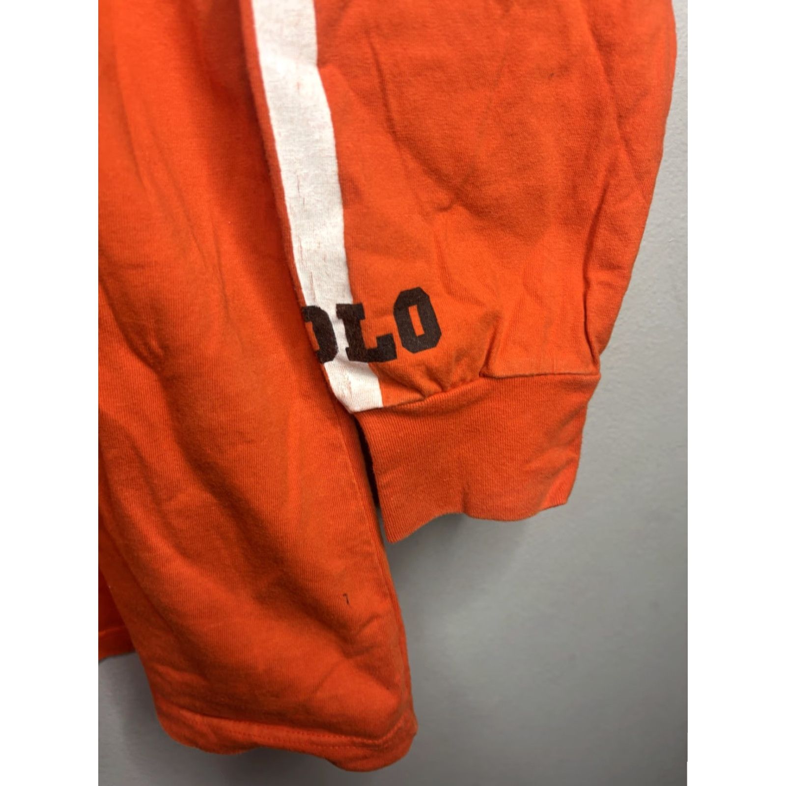 Polo Ralph Lauren VTG Polo Ralph Lauren Shirt Mens S Orange Long Sleeve P Logo Stripe Graphic Tee Size US S / EU 44-46 / 1 - 3 Thumbnail