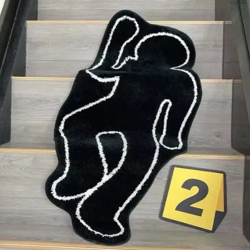 Handmade Handmade Design Humanoid Crime Scene Rug Carpet Size ONE SIZE - 3 Thumbnail