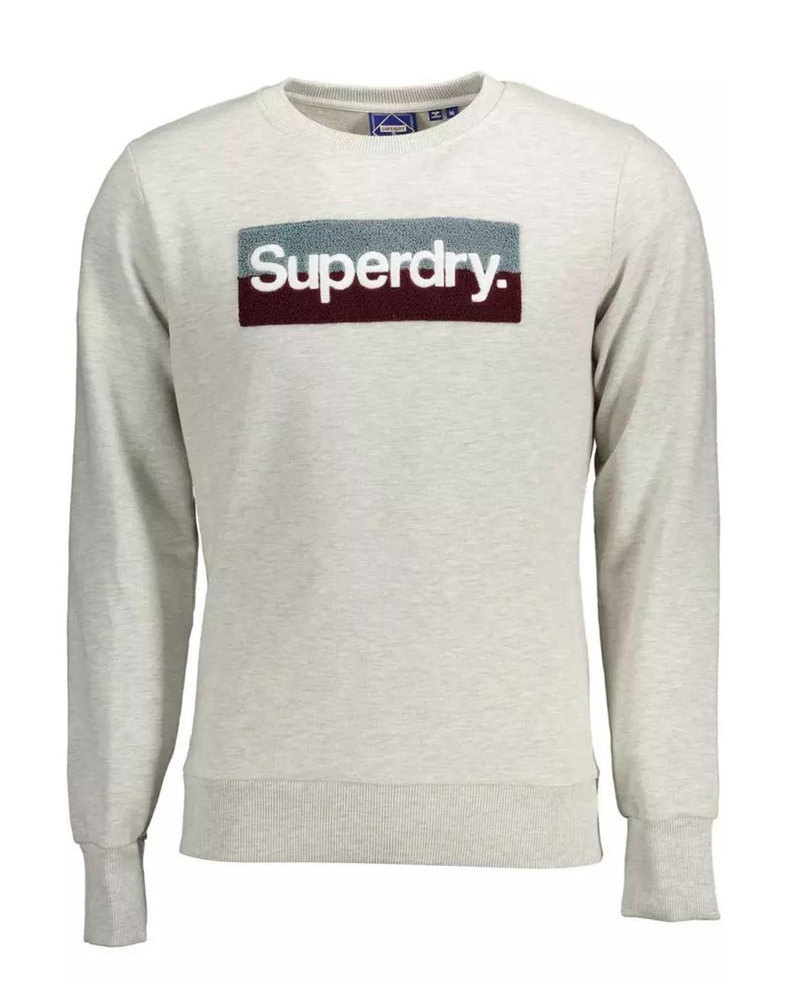 image of Superdry Embroidered Logo Cotton Sweater in Grey, Men's (Size XL)