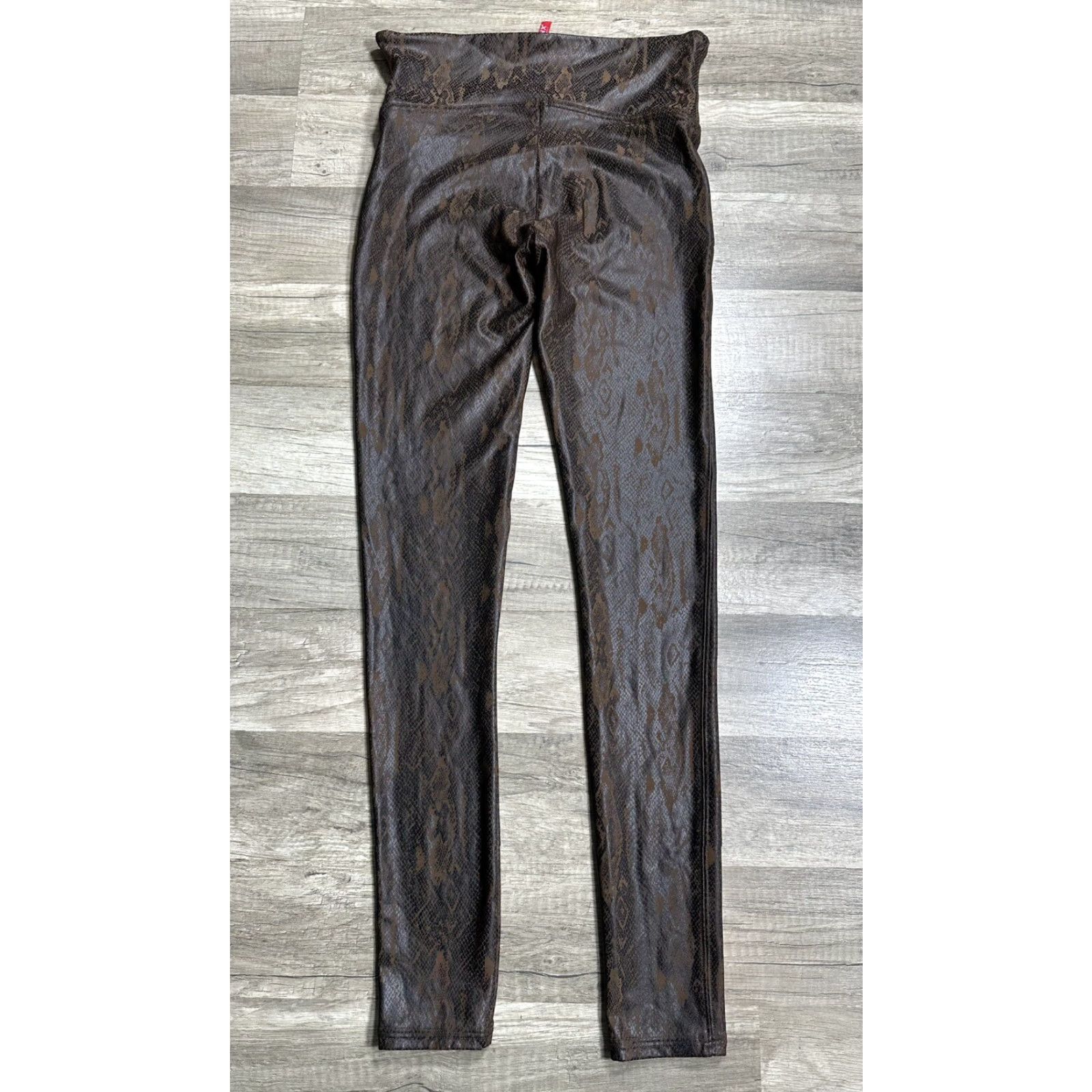 Spanx Spanx Leggings Woman Medium Brown Faux Leather Snakeskin Animal Print Jegging Smart Details: Snake Pattern, Regular Size, M Size 32" / US 10 / IT 46 - 2 Thumbnail