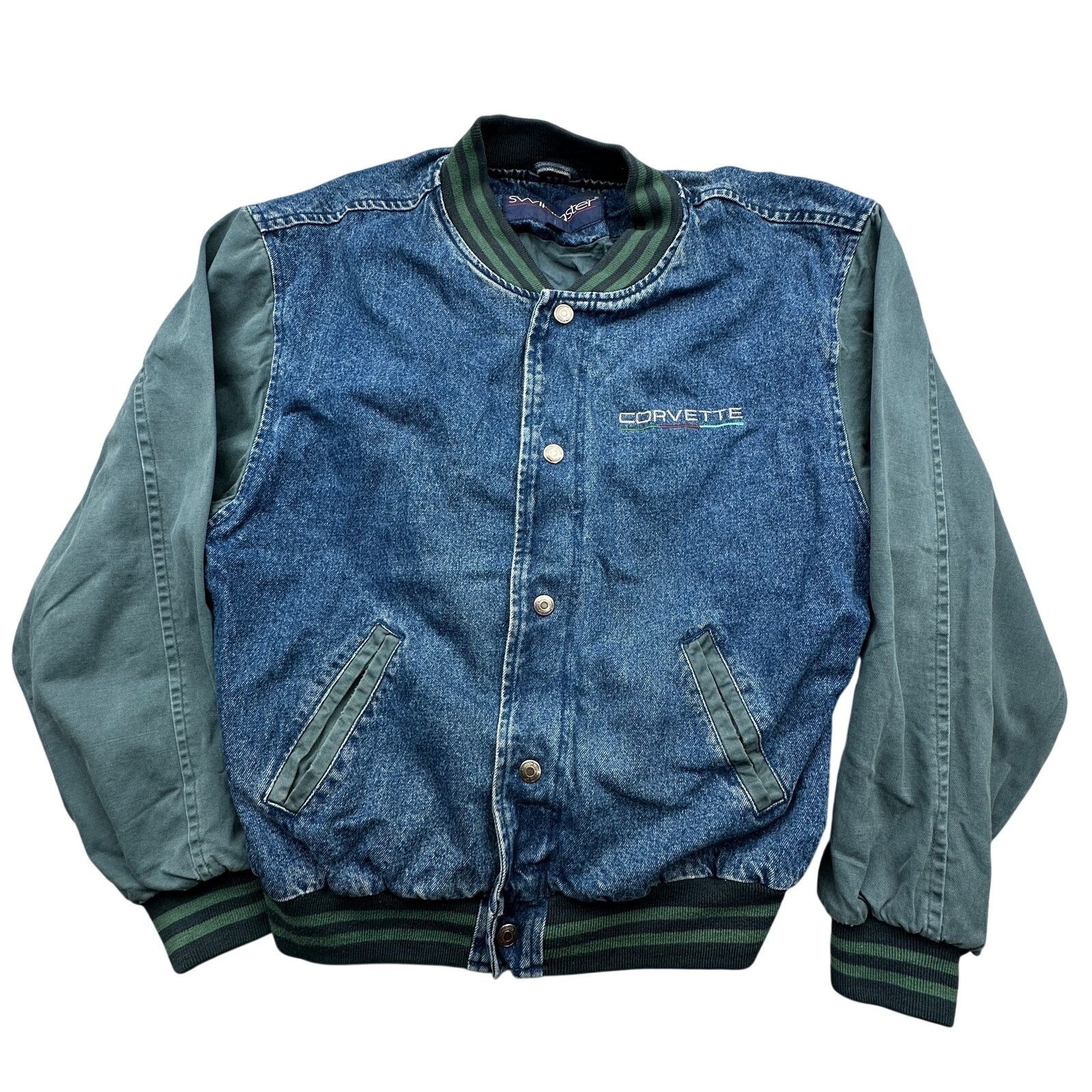 Swingster VTG 90s Swingster Corvette Denim Jean Jacket Twill Varsity M Size US M / EU 48-50 / 2 - 1 Thumbnail