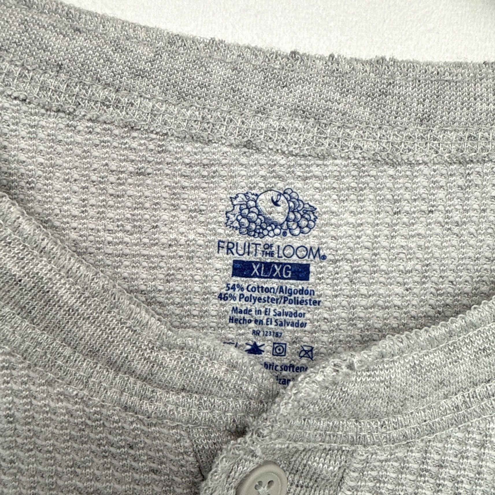 Fruit Of The Loom Fruit of the Loom Thermal Henley Shirt Mens XL Gray Long Sleeve Size US XL / EU 56 / 4 - 7 Thumbnail