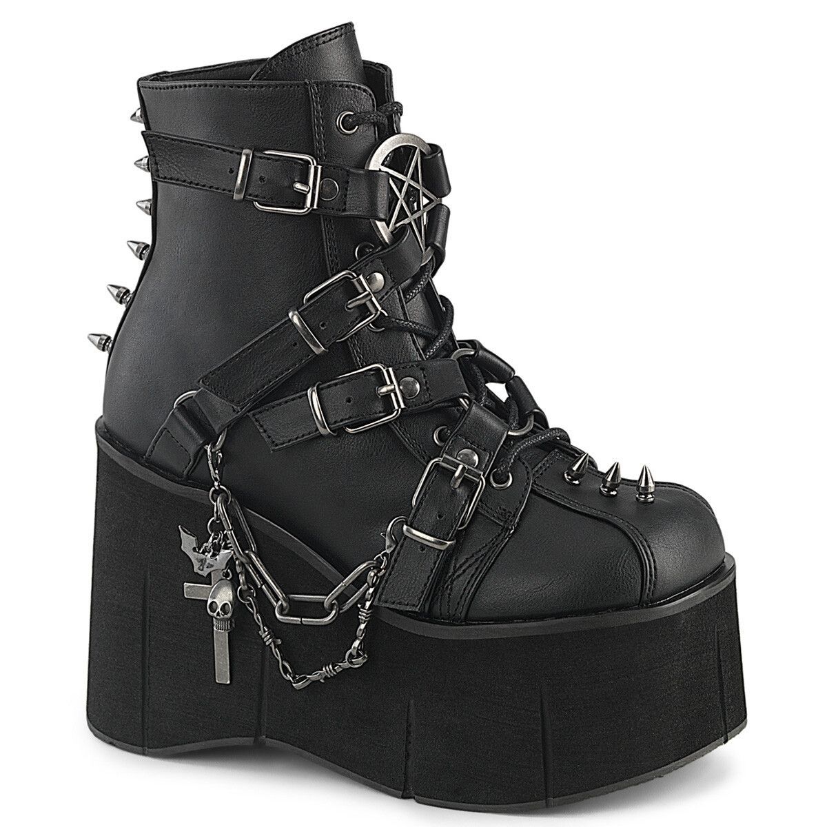 Demonia Cult DEMONIA Kera Goth Platform Wedge Ankle Boots With Chain Char Size US 10 / IT 40 - 1 Thumbnail