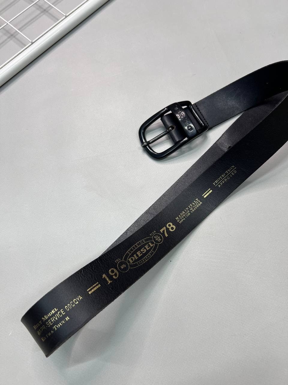 Vintage Diesel Leather Belt Big Logo 90s
