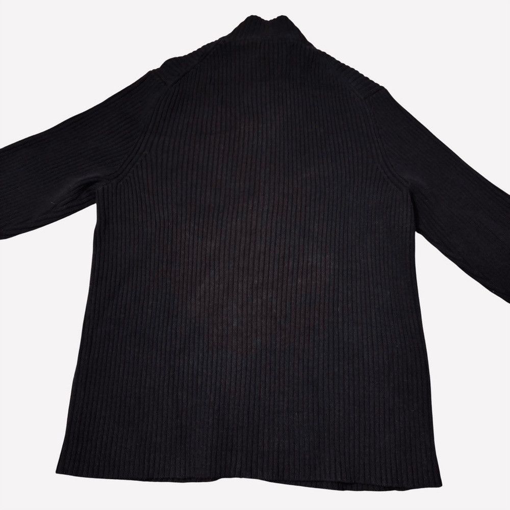 Express Express Black Cotton Ribbed Knit Zip Cardigan Size XL Size US XL / EU 56 / 4 - 2 Thumbnail