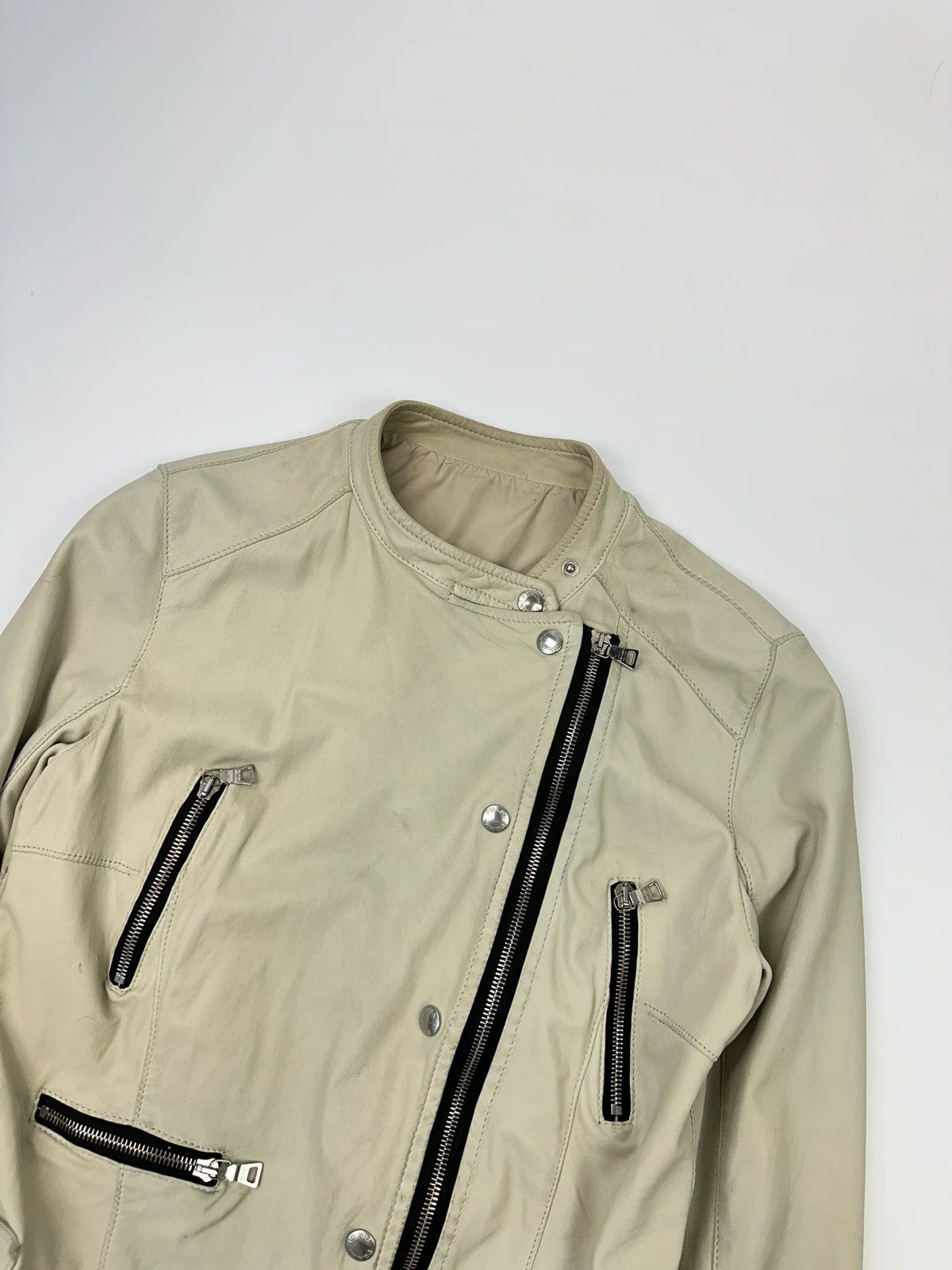 Prada Prada Sport FW02 Beige Perfecto Leather Multi Pocket Jacket Size M / US 6-8 / IT 42-44 - 3 Thumbnail