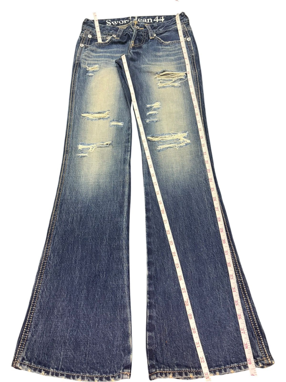 Hysteric Glamour Vintage Japanese Brand Distress Low Rise Flare Jeans Size 26" / US 2 / IT 38 - 7 Thumbnail