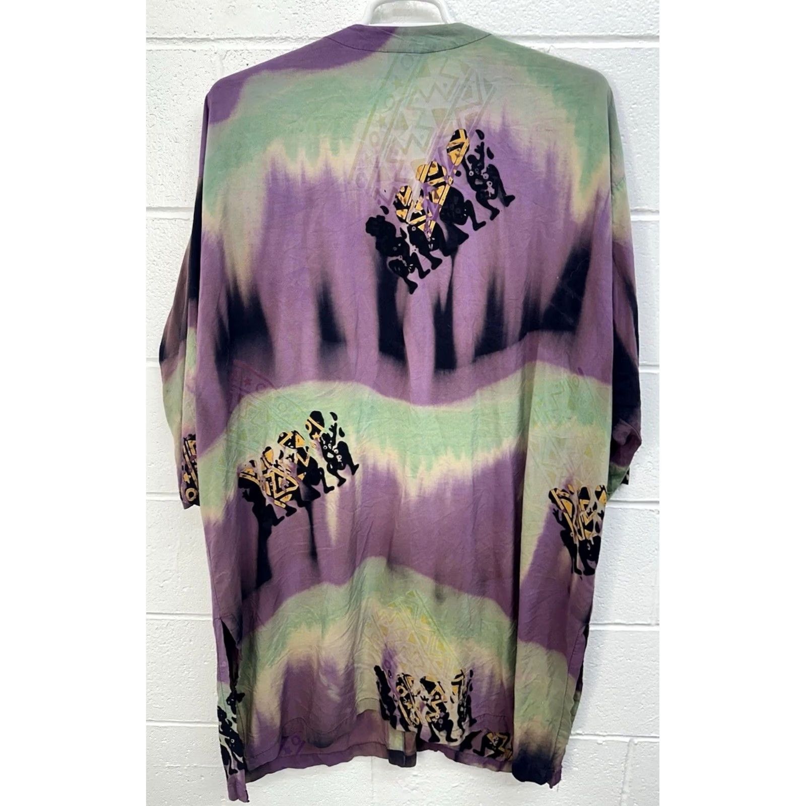 Vintage VINTAGE Splash Wearable Art Women Plus 2X Batik Kimono Lounge Top Boho Lagenlook Coat Size XXL / US 16-18 / IT 52-54 - 4 Thumbnail