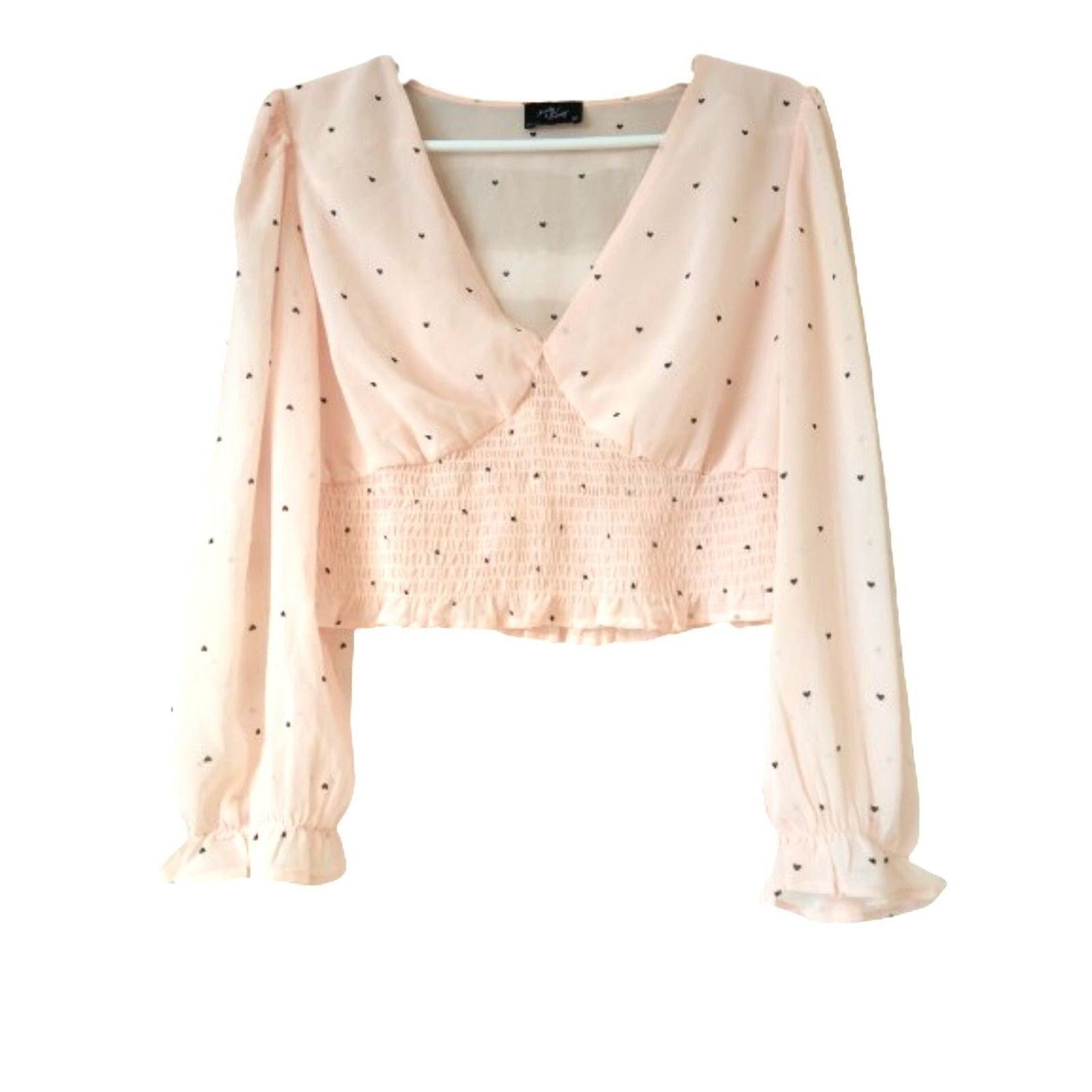 The Unbranded Brand Milk & Honey long Sleeve Crop top XL pink hearths Size XL / US 12-14 / IT 48-50 - 1 Thumbnail