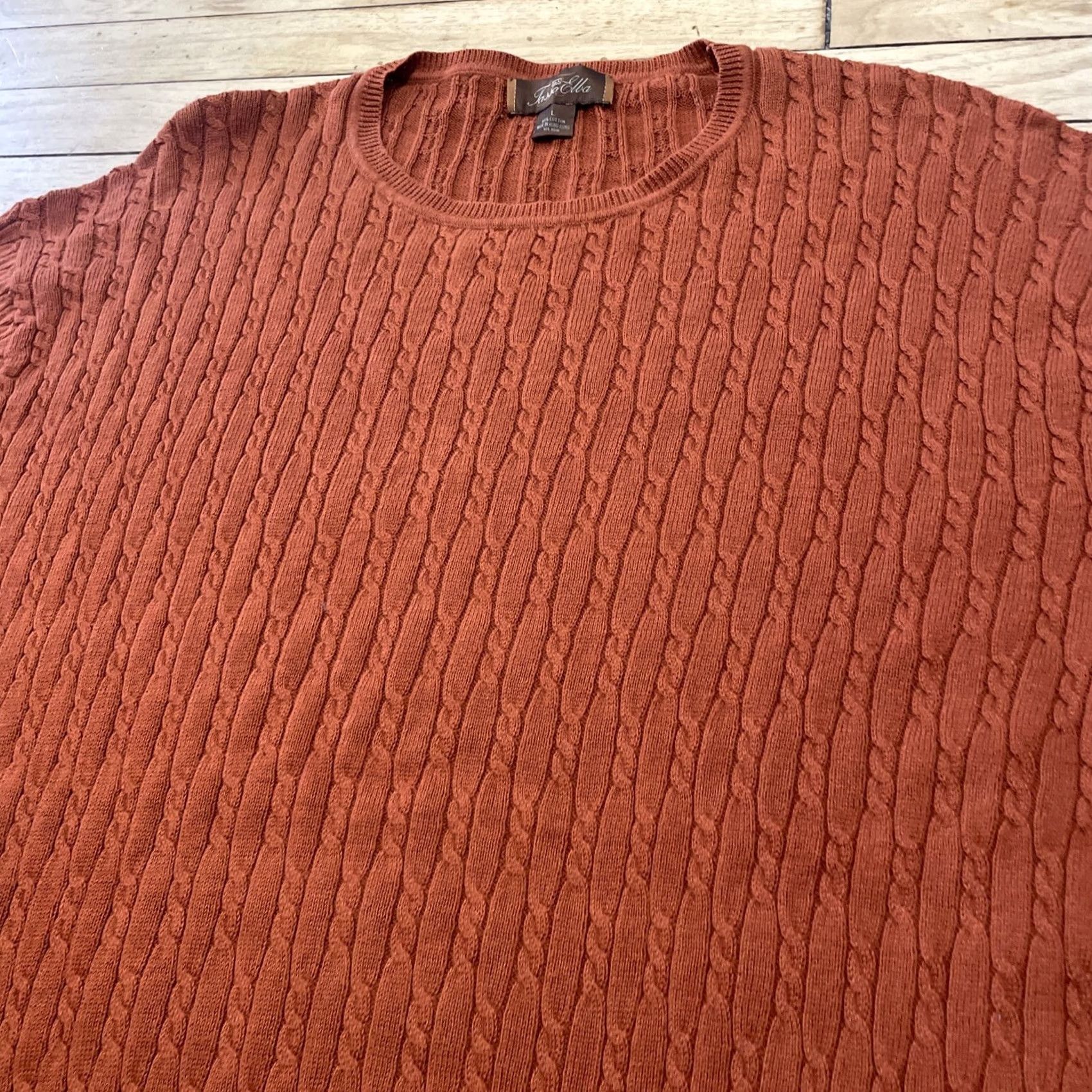 Vintage VINTAGE Tassa Elba Orange Cable Knit Sweater Men L Halloween Fall 90s Baggy Wide Pullover Knit Shirt Mens Size US L / EU 52-54 / 3 - 3 Thumbnail
