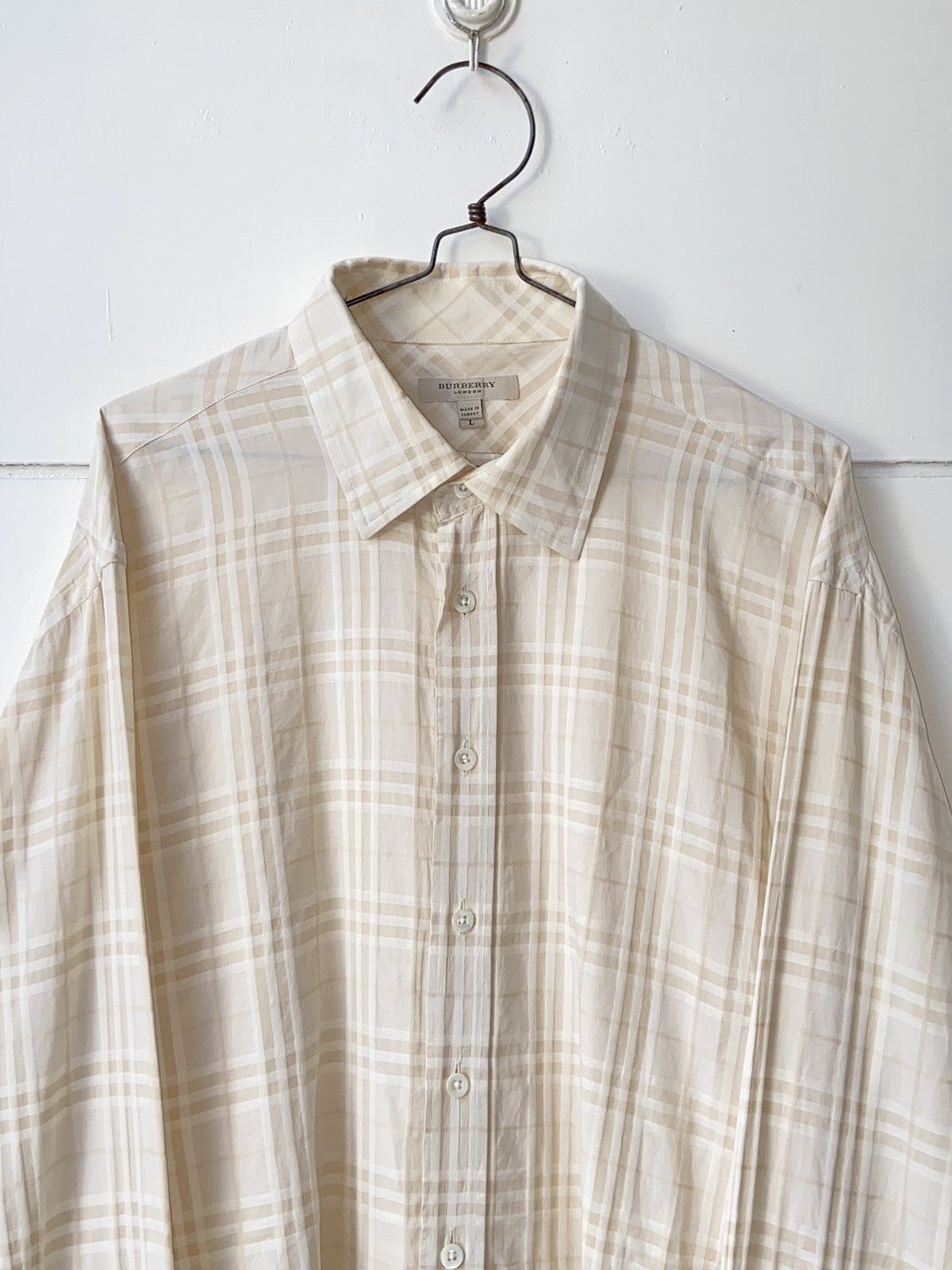 Burberry BURBERRY Cream Striped Shirt Size US L / EU 52-54 / 3 - 2 Thumbnail