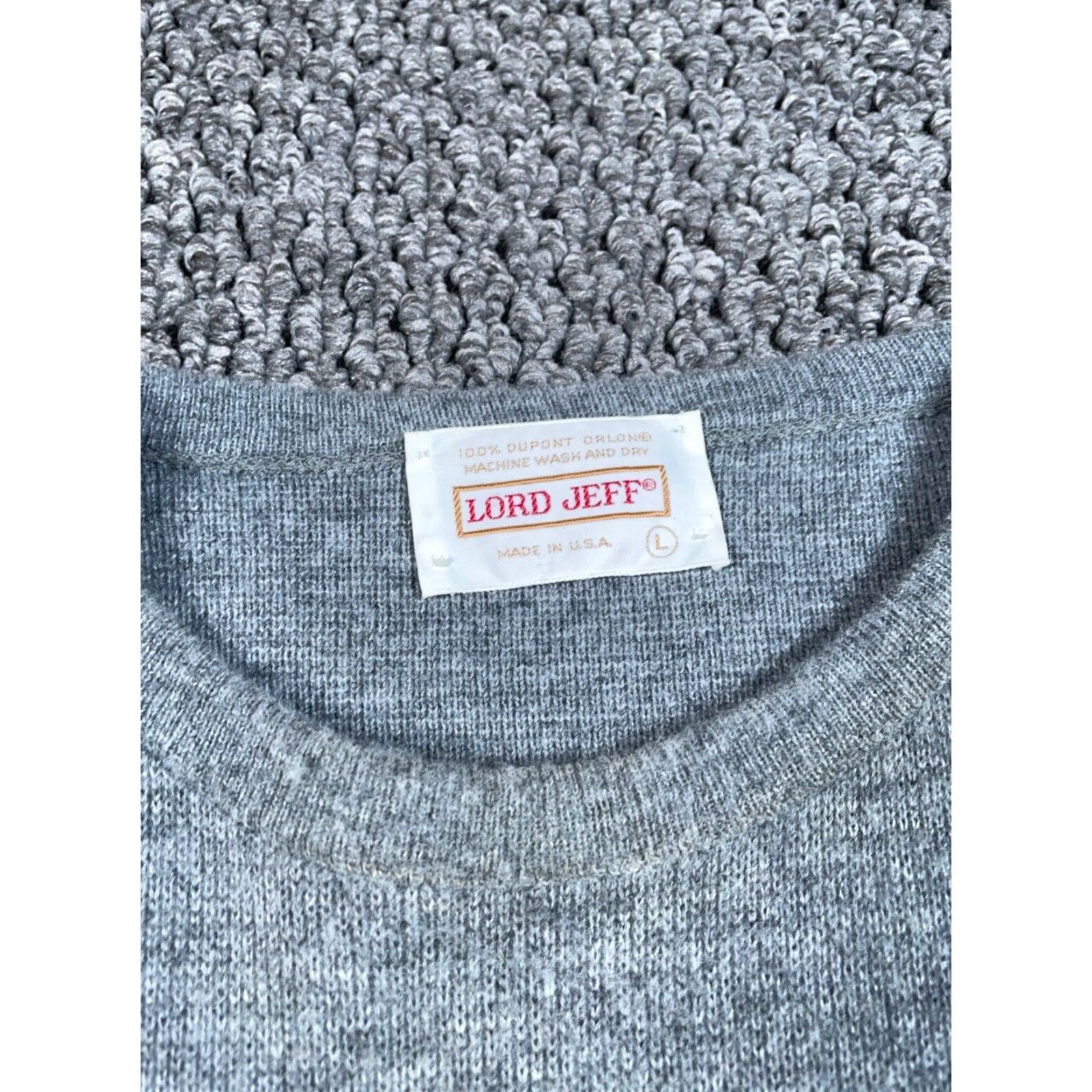 Vintage VINTAGE Lord Jeff Striped Sweater Adult Large Gray Acrylic Pullover 80s Preppy Mens Size US L / EU 52-54 / 3 - 4 Thumbnail