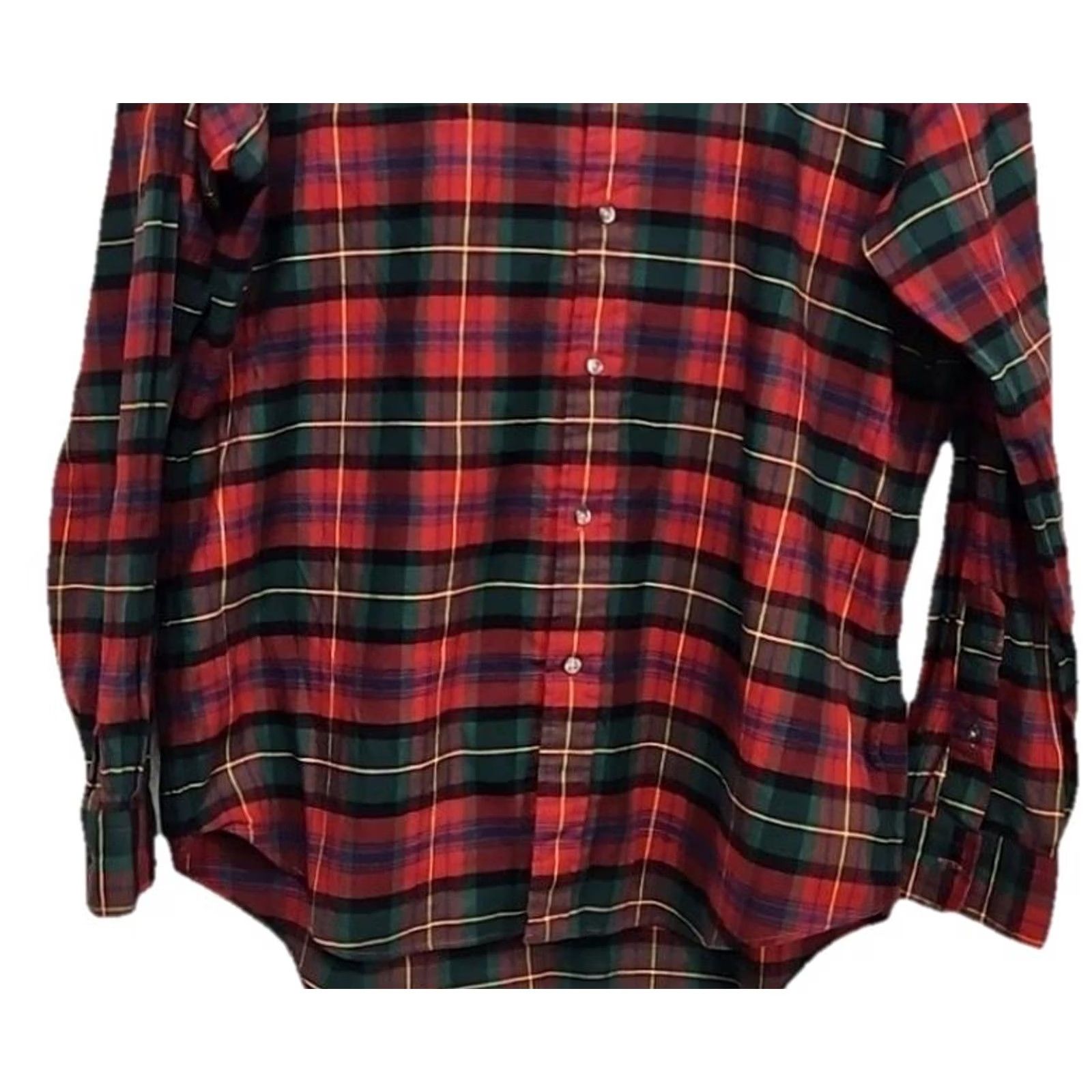 Ralph Lauren Ralph Lauren Button-Down Shirt LG Red Green Plaid Classic Fit Men’s Cotton Multicolor Long Sleeve Casual Business Travel Easy Care Size US L / EU 52-54 / 3 - 3 Thumbnail