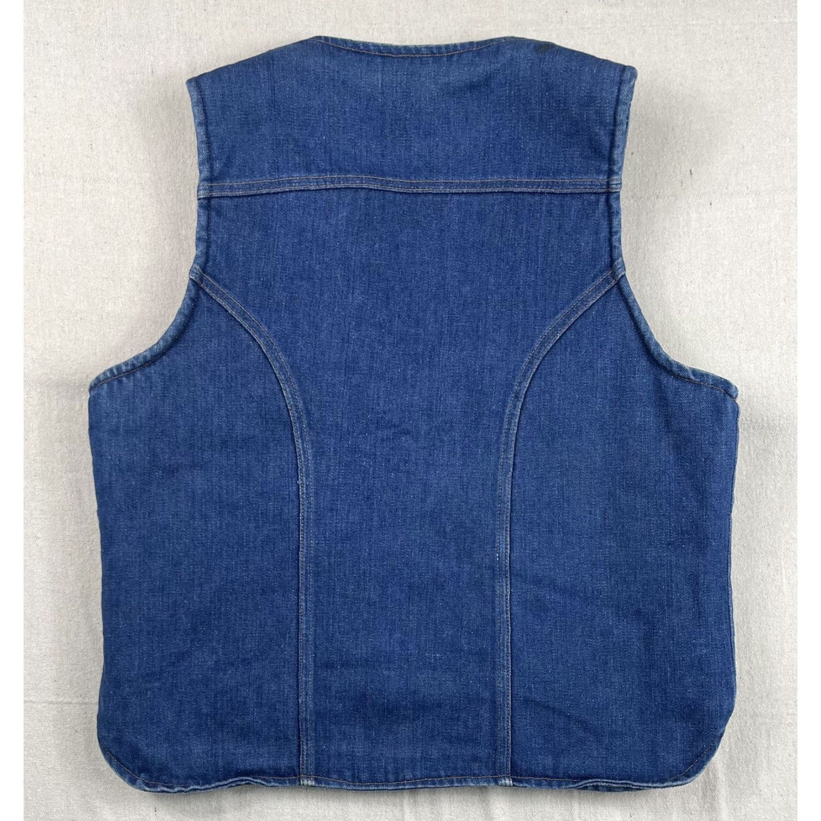 Wrangler VINTAGE Wrangler Denim Jean Vest Blue Sz L USA Sanforized Sherpa Lined 70s 80s Size US 33 - 2 Thumbnail