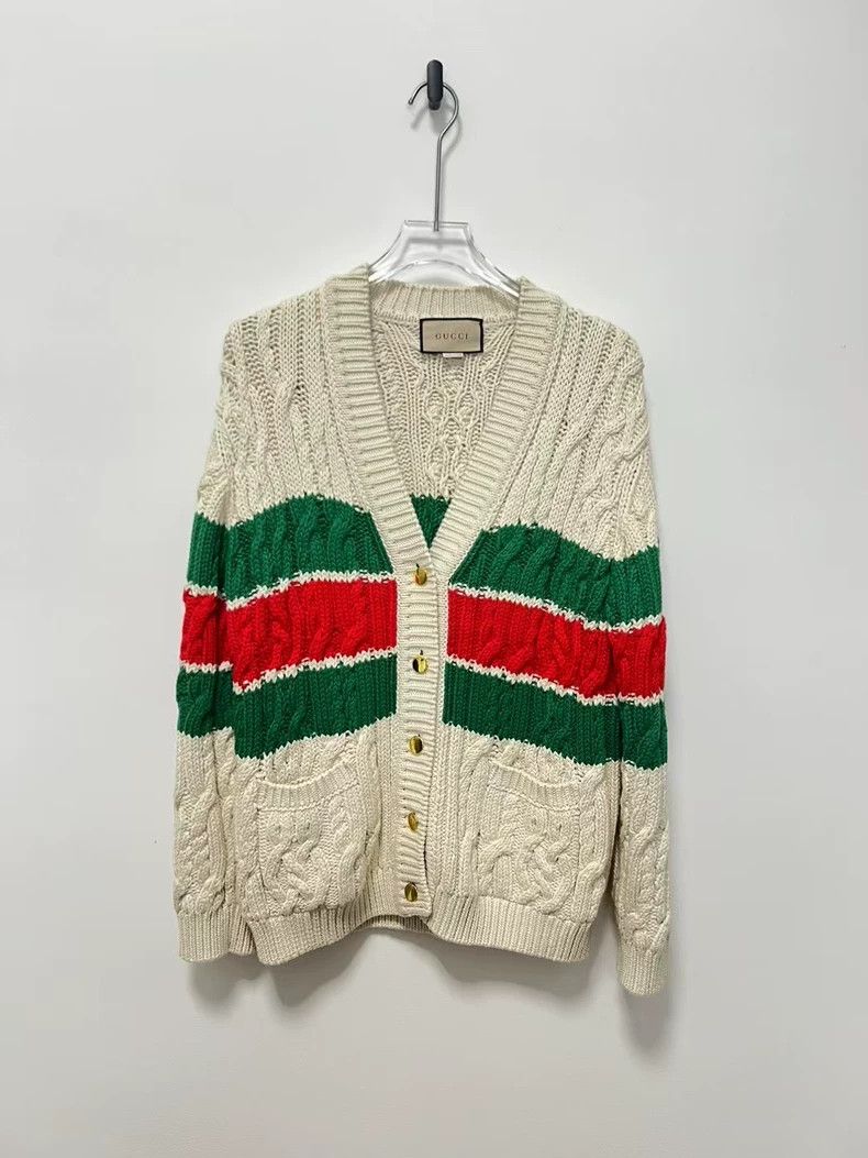 Gucci Gucci Red Green Striped Cardigan Size US S / EU 44-46 / 1 - 1 Thumbnail
