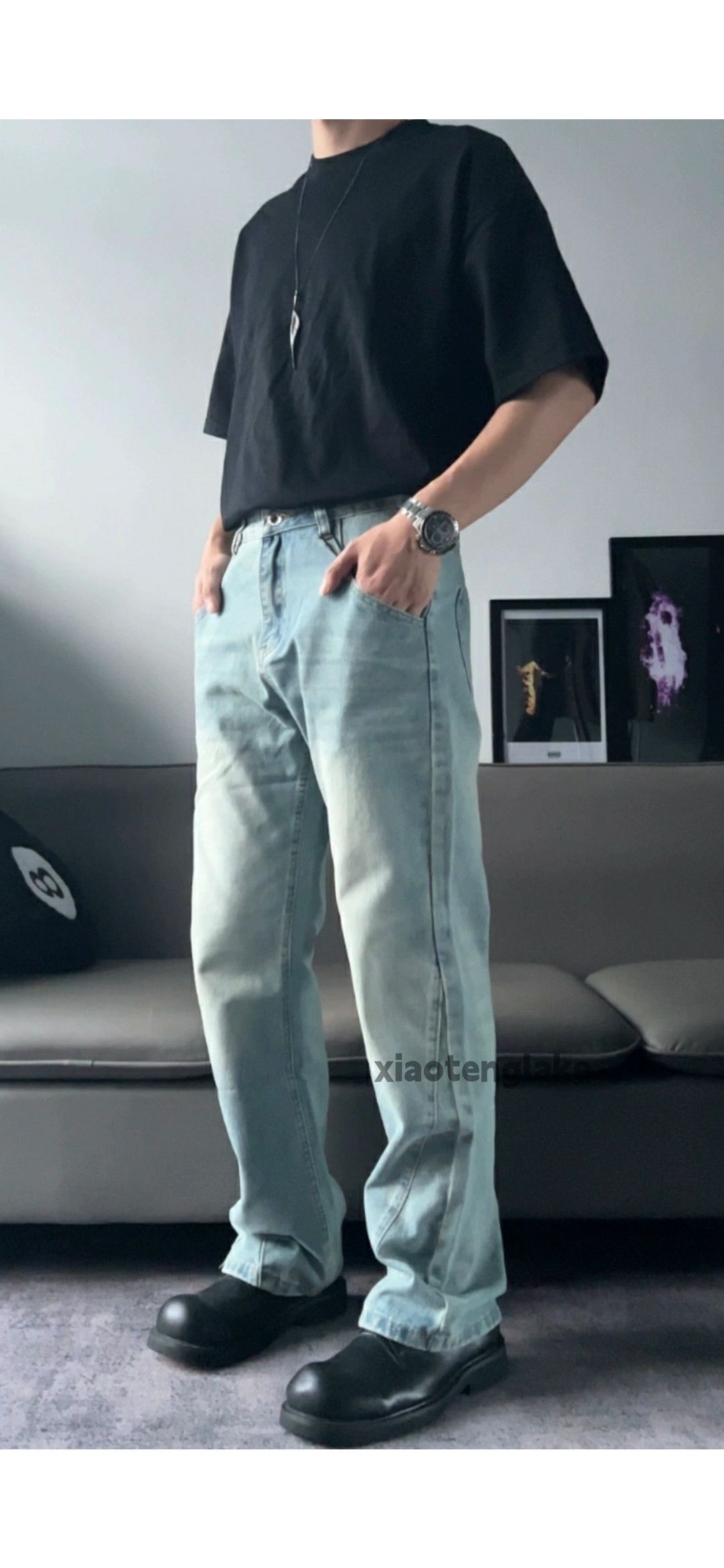 Jean × Vintage washed faded y2k patchwork hiphop yuppie jeans Size US 32 / EU 48 - 6 Thumbnail