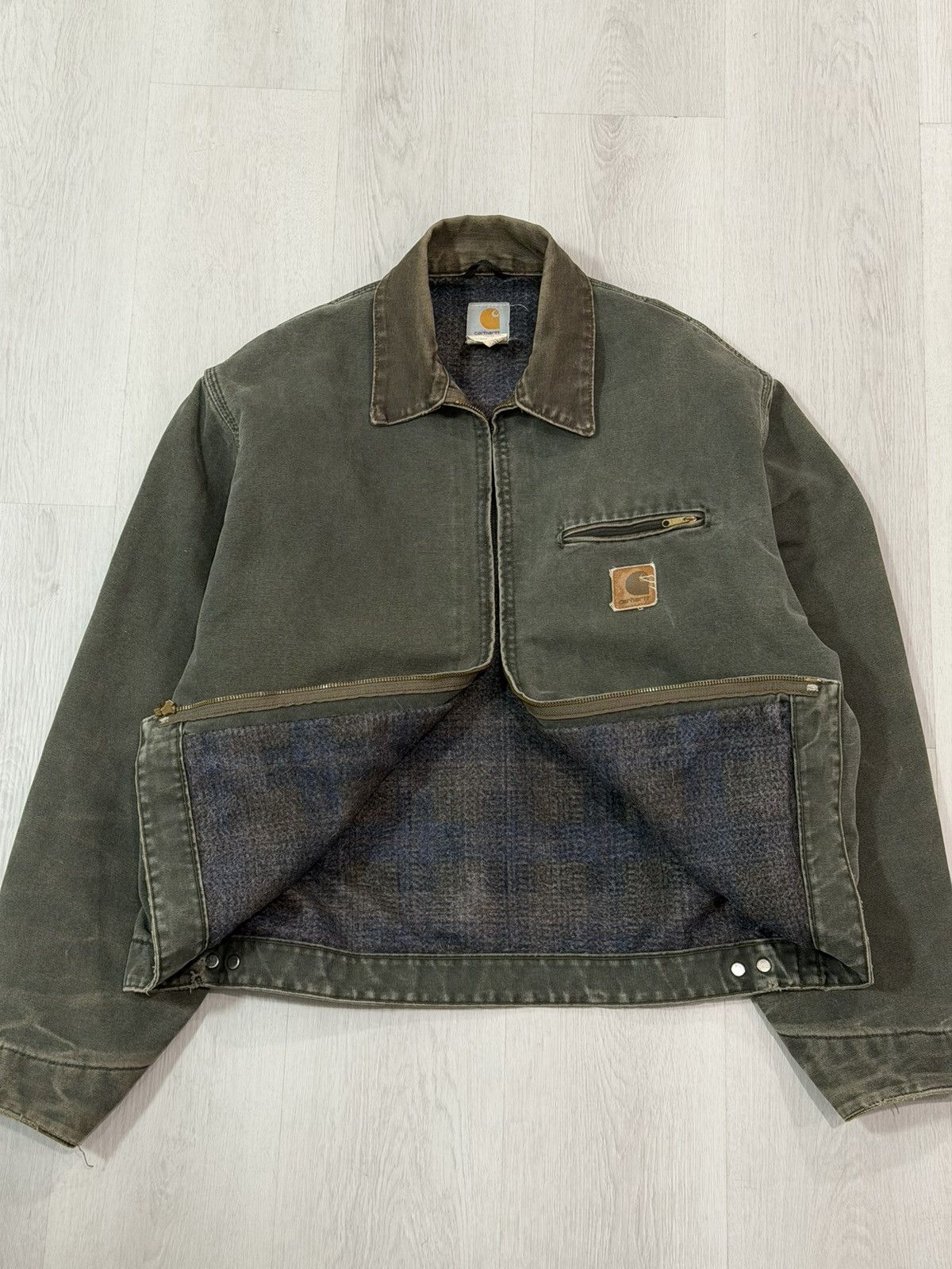 Carhartt Vintage 2001 Carhartt Detroit Jacket J97MOS MossGreen XL USA Size US XL / EU 56 / 4 - 4 Thumbnail
