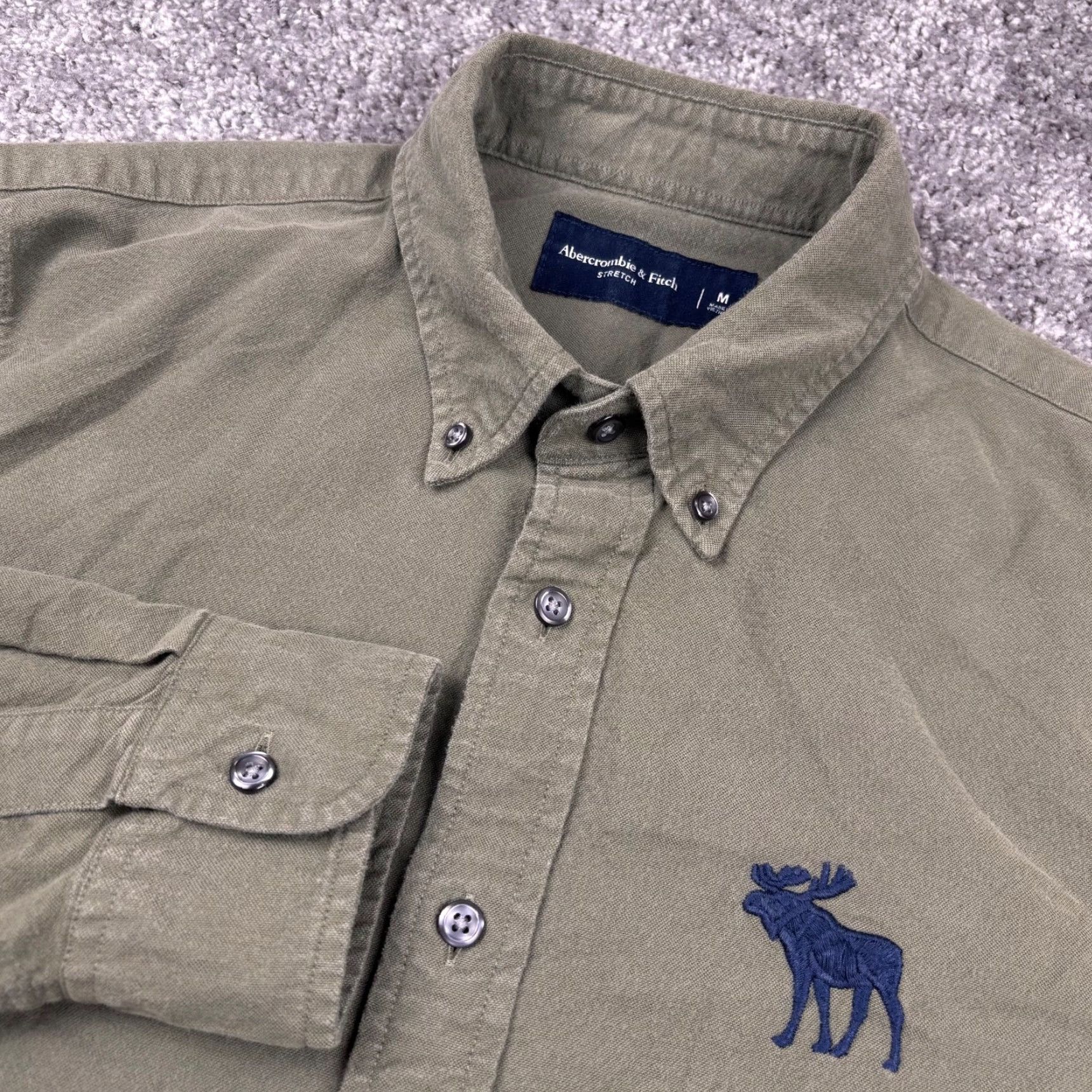 Abercrombie & Fitch Abercrombie & Fitch Shirt Mens M Olive Stretch Button Down Moose Outdoor Y2K Size US M / EU 48-50 / 2 - 2 Thumbnail