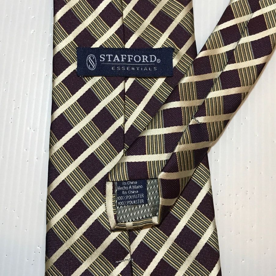 Stafford Stafford Essentials Purple Plaid Classic Wide Men Necktie Size ONE SIZE - 4 Thumbnail