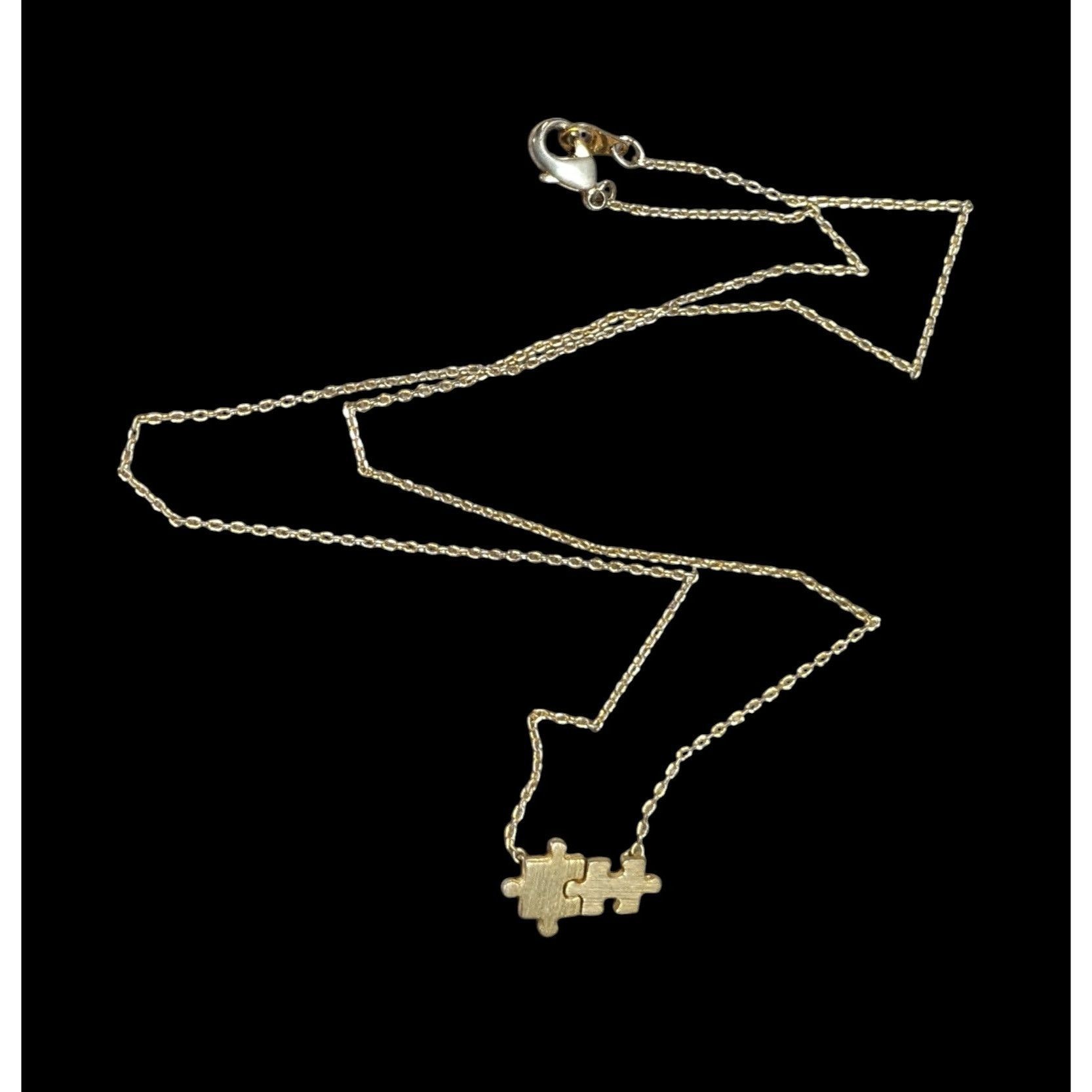 Other Minimalist Dainty Puzzle Piece Pendant Necklace Gold Tone Wi Size ONE SIZE - 1 Thumbnail