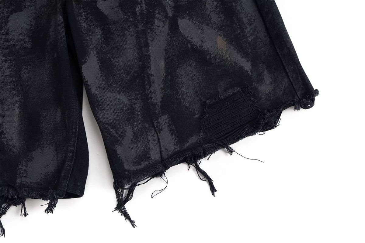 Other Designer Washed Y2k Hole Black Tassel Denim Shorts Size US 34 / EU 50 - 6 Thumbnail