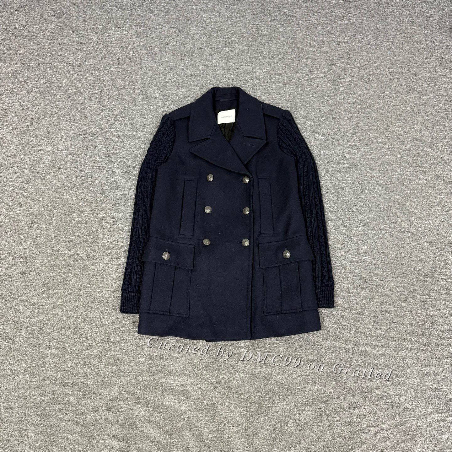 Balmain Balmain Wool Coat with Knit Panel Size S / US 4 / IT 40 - 1 Thumbnail