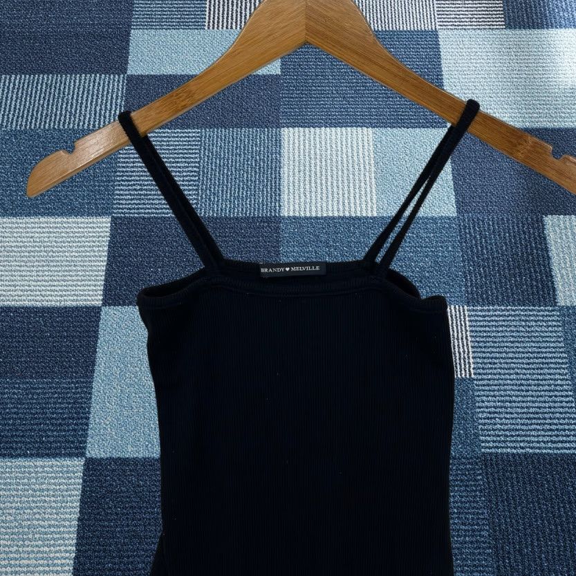Brandy Melville Brandy Melville Tank Adult S Black Cotton Bodysuit Top Sleeveless Square Neck Spaghetti Strap Tank Women Shirt Basic Size S / US 4 / IT 40 - 1 Thumbnail