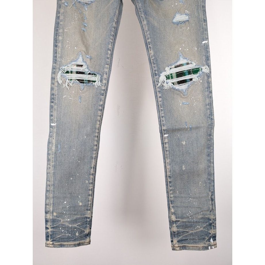 Amiri o1rshd1 MX1 Plaid Jeans in Clay Indigo Size US 30 / EU 46 - 4 Thumbnail