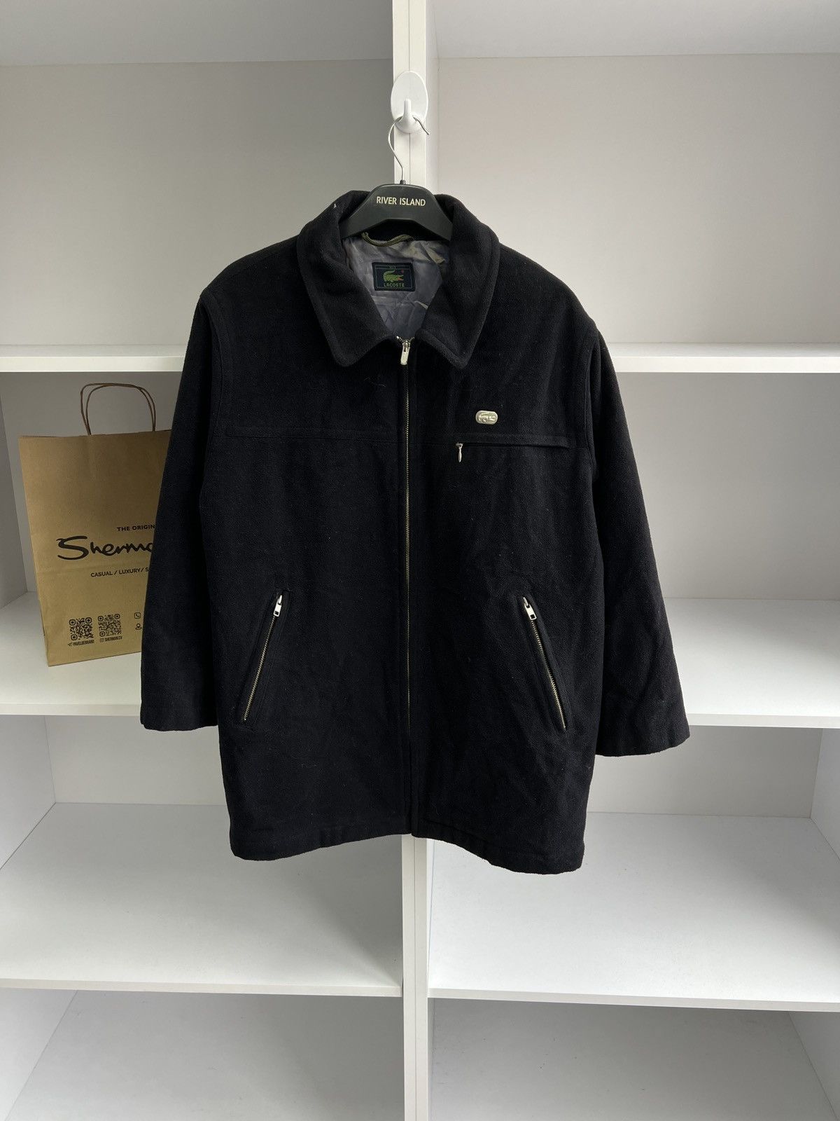 Lacoste × Vintage Lacoste Vintage Wool Bomber Jacket Lined Dark Navy Size US M / EU 48-50 / 2 - 2 Thumbnail