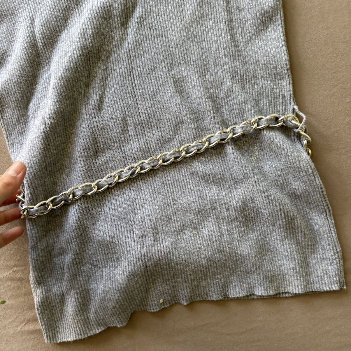 Michael Kors Y2K Era Michael Kors Rib Knit Chain Belt Scoop Neck Top Size L / US 10 / IT 46 - 7 Thumbnail