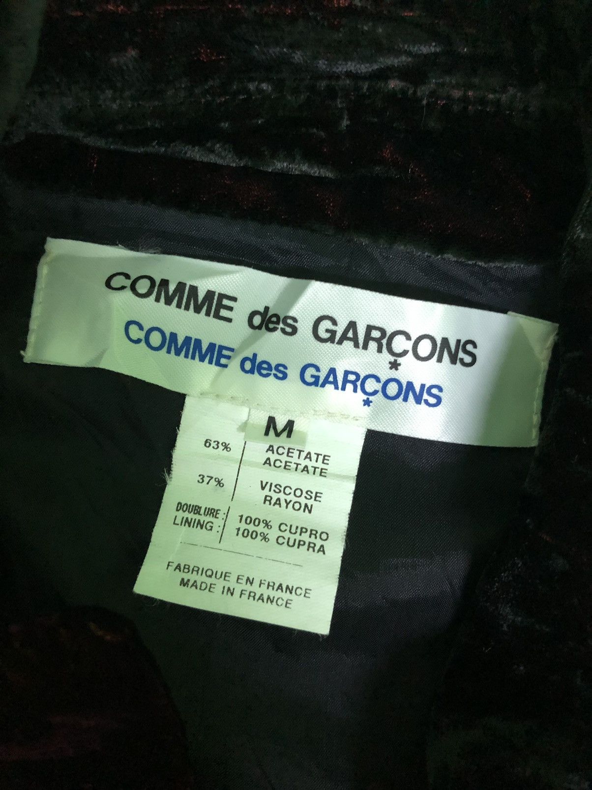Comme des Garcons Vintage 90’s Comme Des Garçons Velvet Viscose Rayon Jacket Size M / US 6-8 / IT 42-44 - 16 Thumbnail