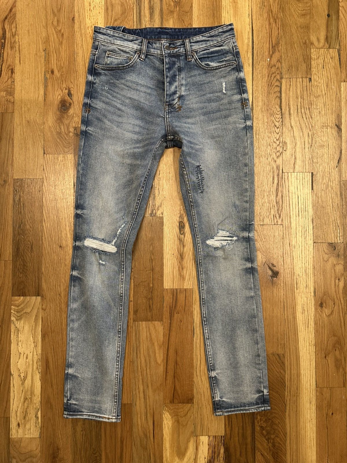 Ksubi Knee Rip Plain Blue Denim Jeans Size 30