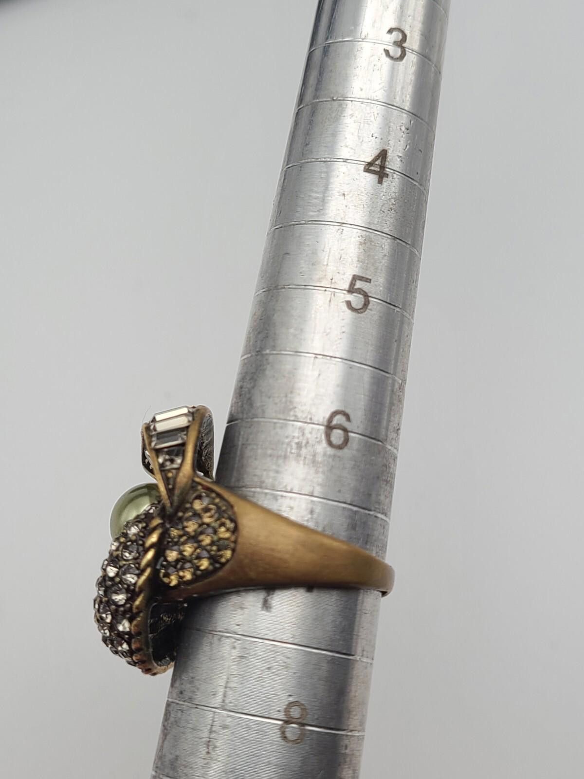 Swarovski Heidi Daus Size 7 Faux Pearl Bronze Ring Swarovski Crystals Size ONE SIZE - 3 Thumbnail