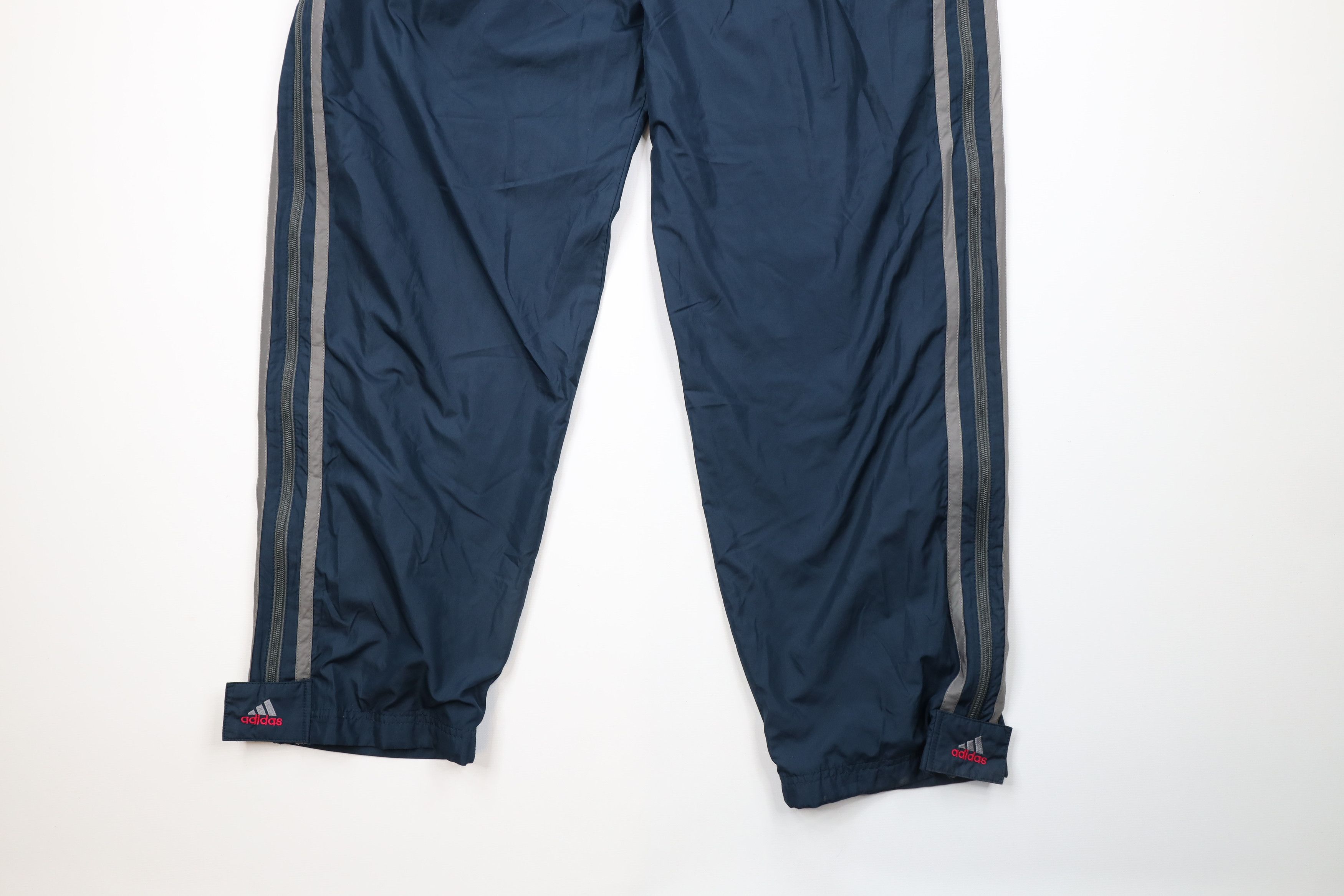 Adidas × Vintage Vintage 90s Adidas Striped Leg Lined Windbreaker Pants Blue Size US 38 / EU 54 - 4 Thumbnail