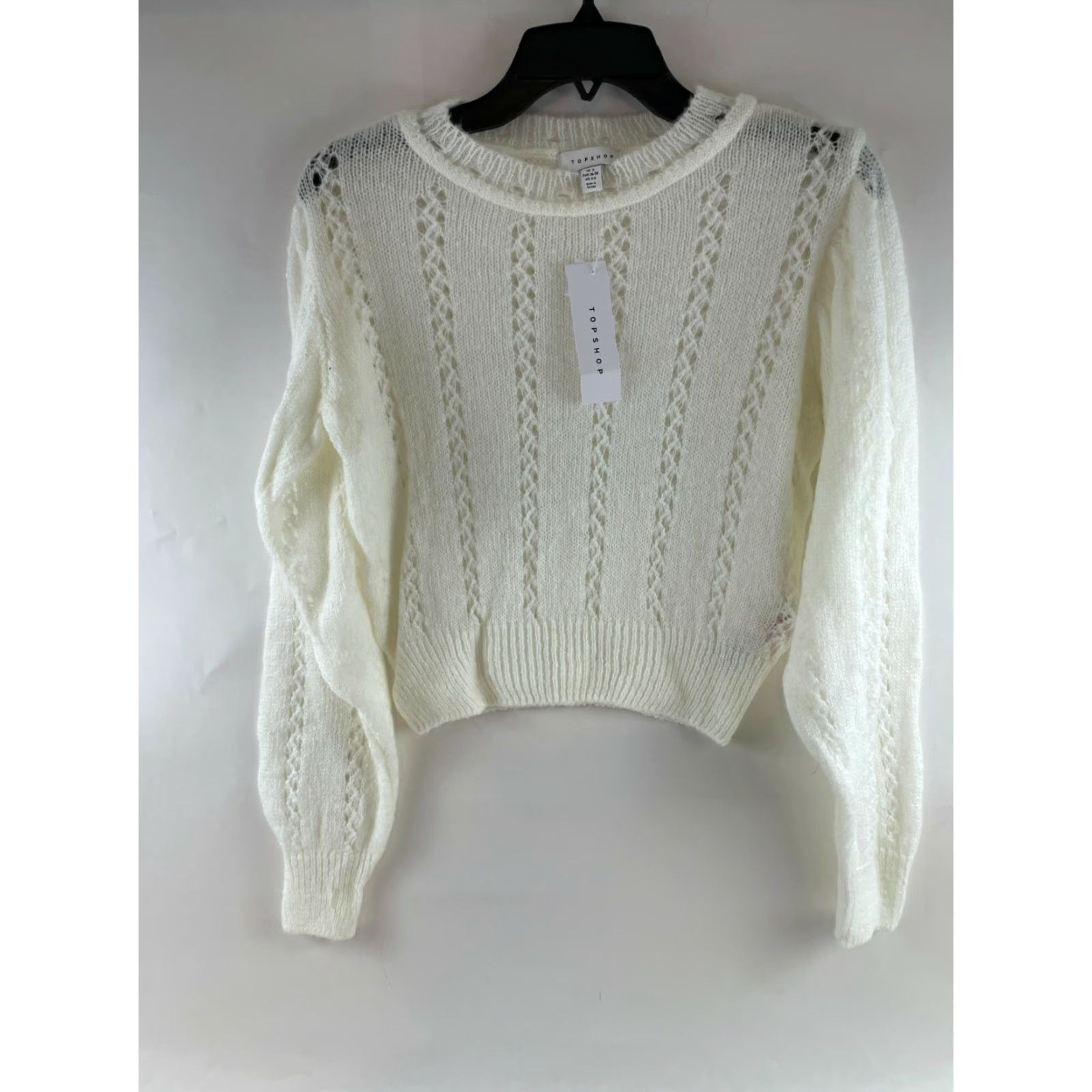 Topshop Topshop Sweater Women’s Size 4-6 Cream Crew Neck Pullover Open Knit NWT Cropped Size S / US 4 / IT 40 - 2 Thumbnail