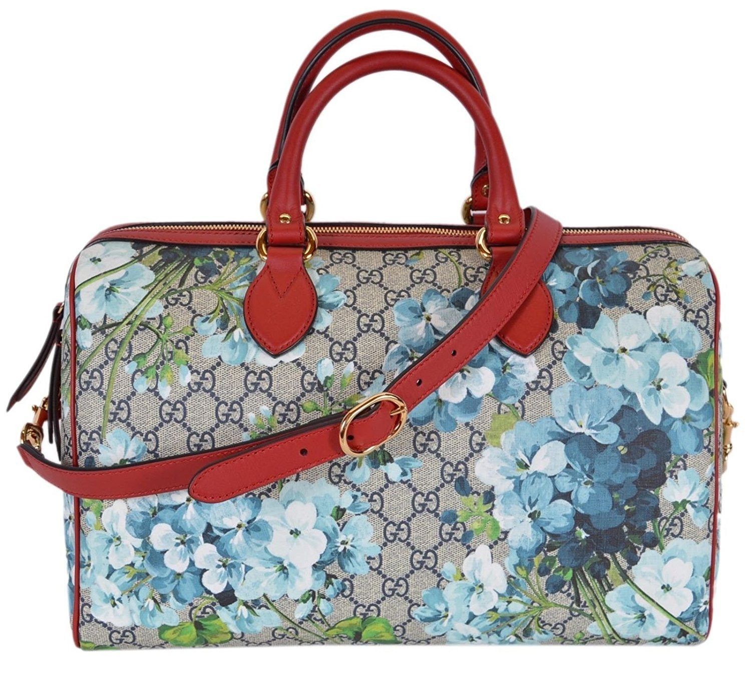 Gucci Blue GG Blooms Coated Canvas Medium Boston Top Handle Bag Size ONE SIZE - 1 Thumbnail