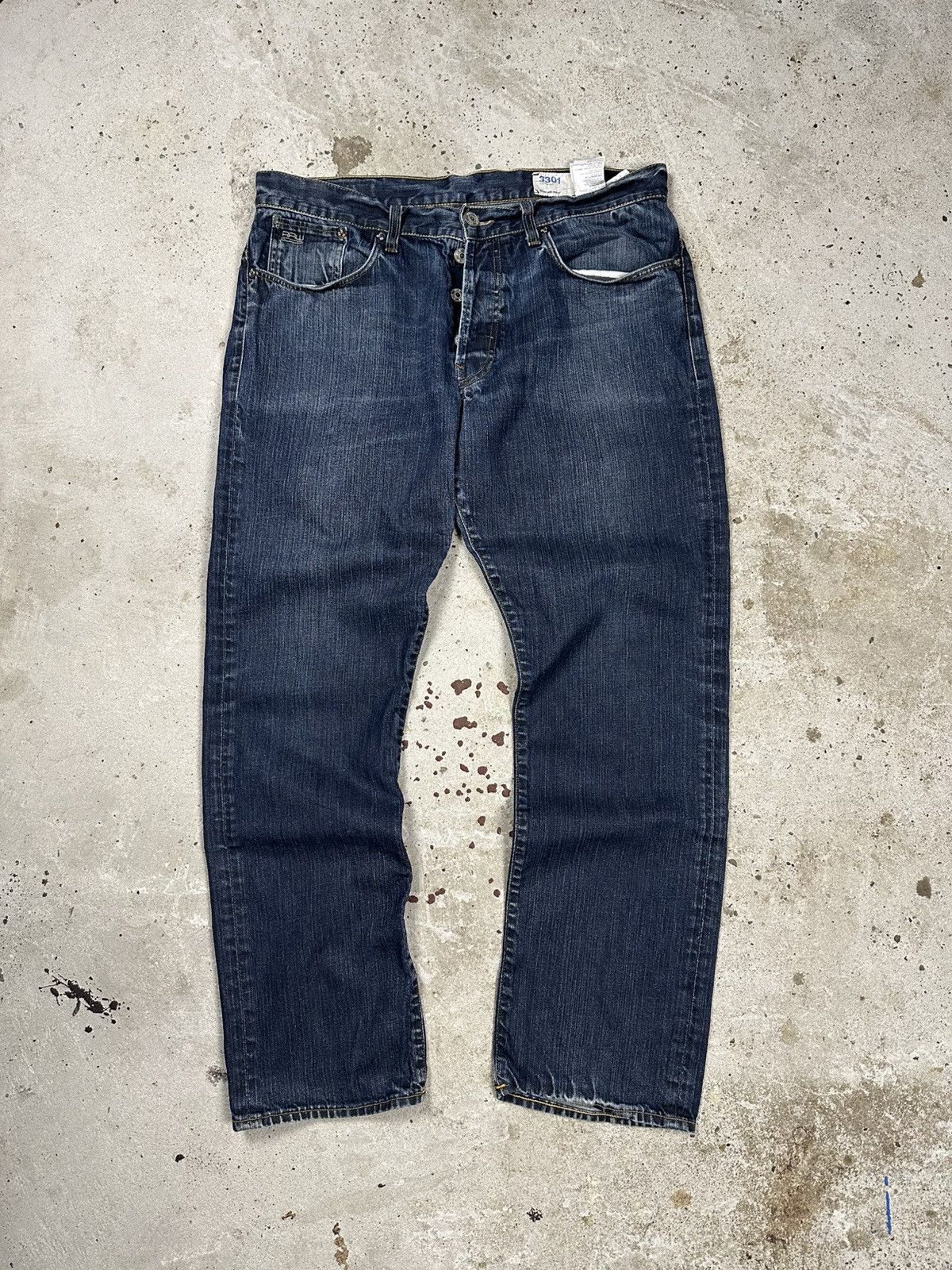 G-Star × Japanese Brand × Vintage Vintage Y2K G Star Raw 3301 Straight Denim Pants Jeans Size US 34 / EU 50 - 1 Thumbnail