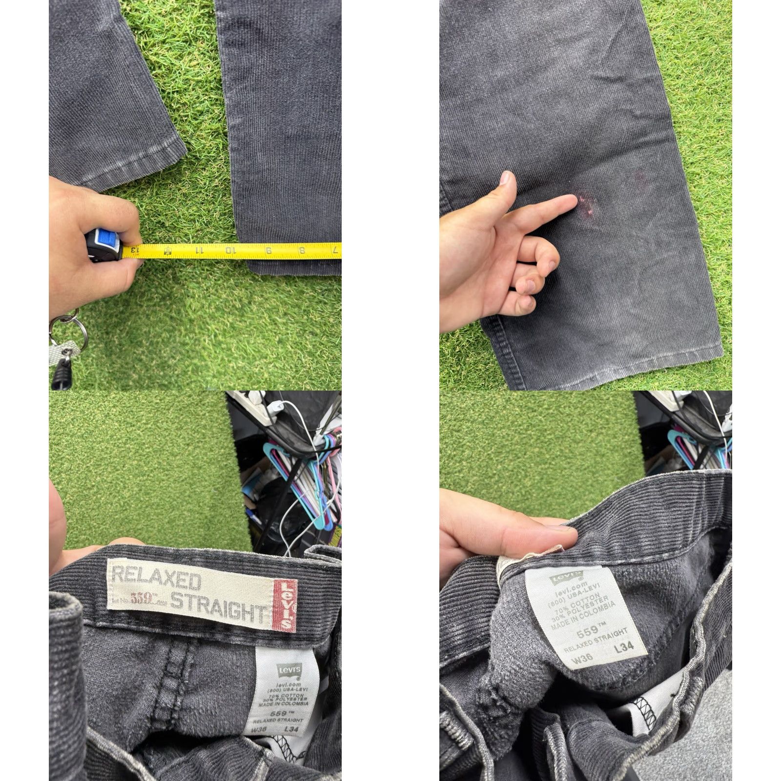 Levi's VINTAGE Levi's 559 Pants Mens 36x34 Corduroy Black Wide-Leg Grunge 90s Skater Baggy 2010s Size US 36 / EU 52 - 8 Thumbnail