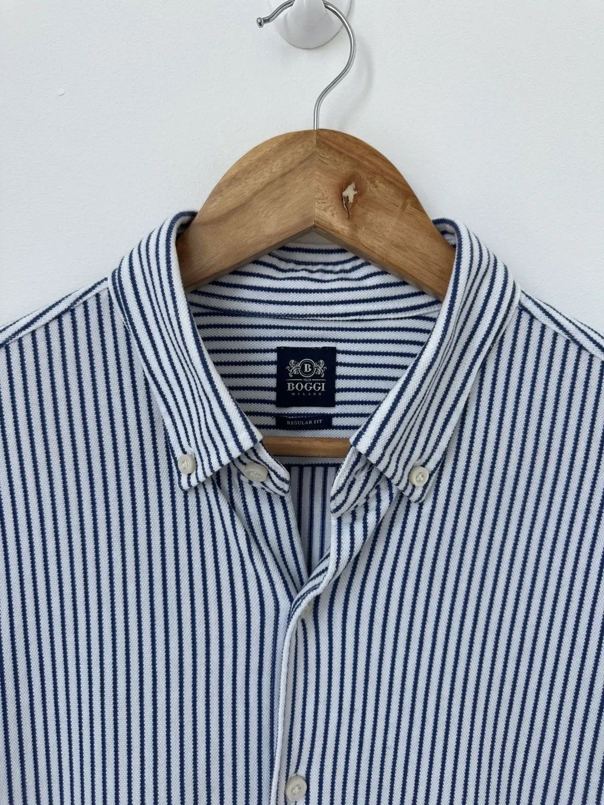 Boggi Vintage Boggi Milano Blue Striped Mens Shirt Size US S / EU 44-46 / 1 - 6 Thumbnail