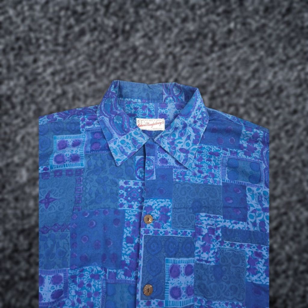 Hilo Hattie VINTAGE Kahana Hawaiian Shirt Men's Large (44" Chest) Blue Purple Abstract WOW Hilo Hattie Button-Up Shirt Men’s Classic 44 in Chest Size US L / EU 52-54 / 3 - 1 Thumbnail
