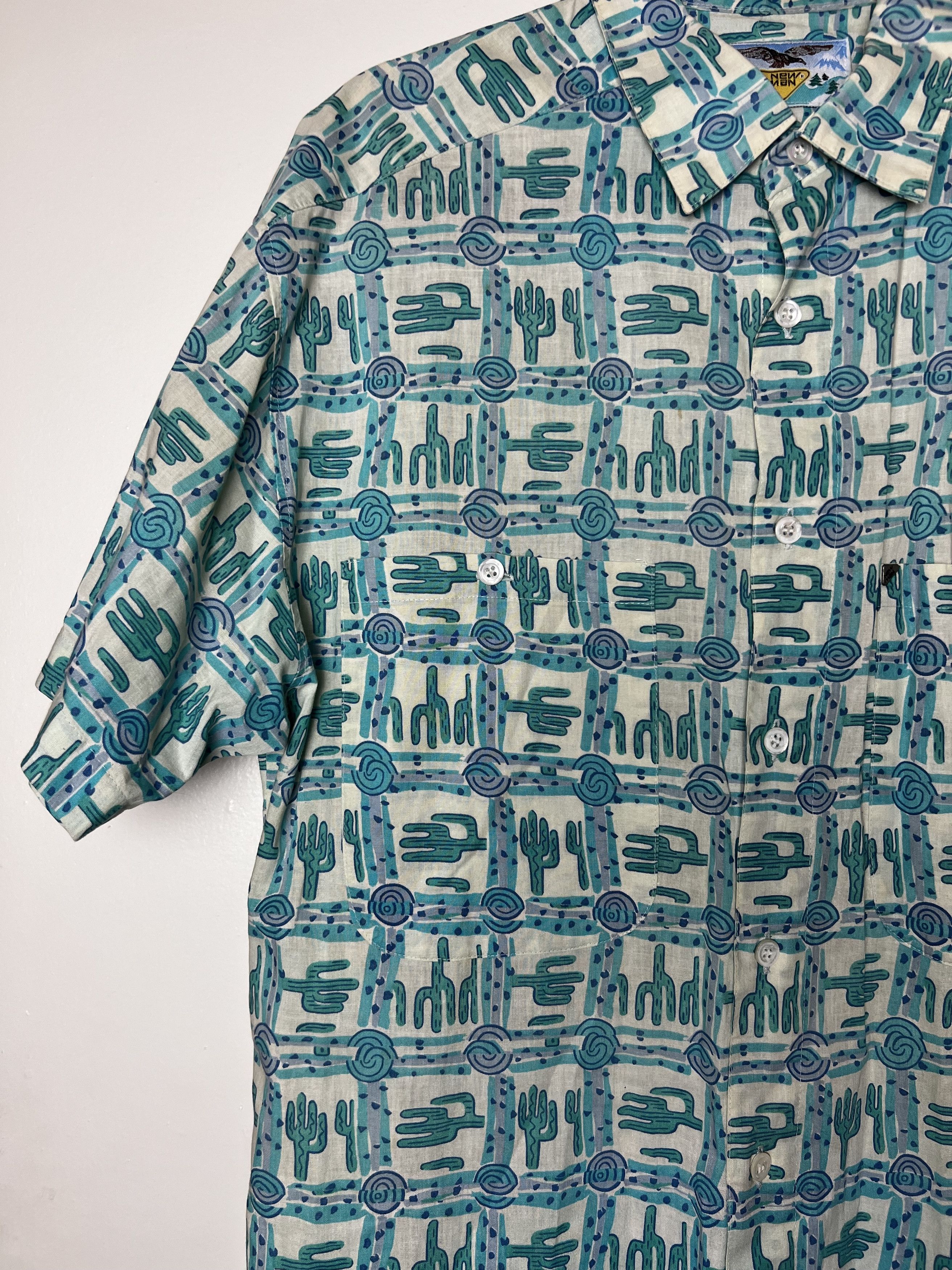 Vintage Vintage 1990's New Man Cactus Short Sleeve Button Up Shirt Size US L / EU 52-54 / 3 - 3 Thumbnail