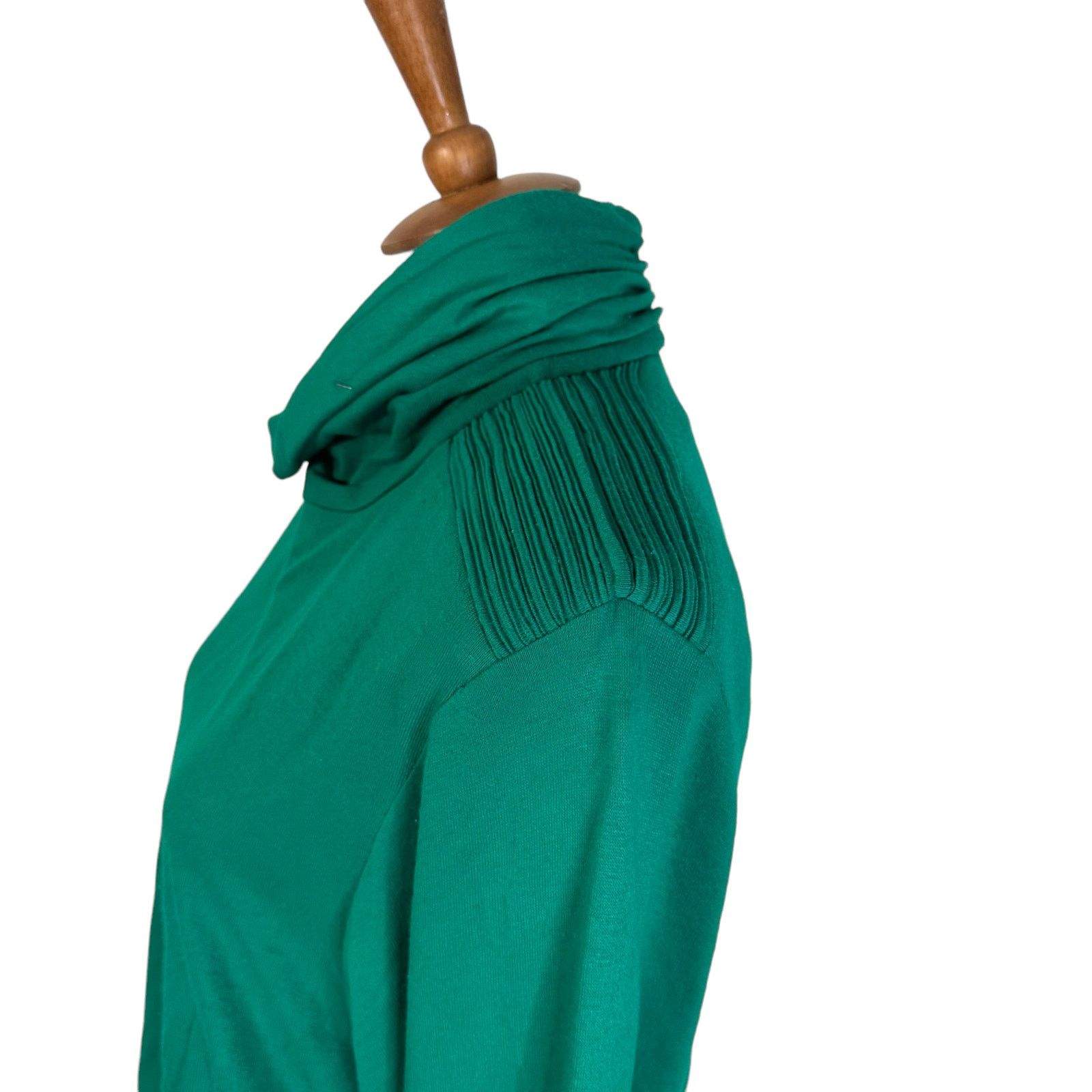 Vintage Vintage 1980s Emerald Green Tutrtleneck knit Midi Dress M Size M / US 6-8 / IT 42-44 - 10 Thumbnail
